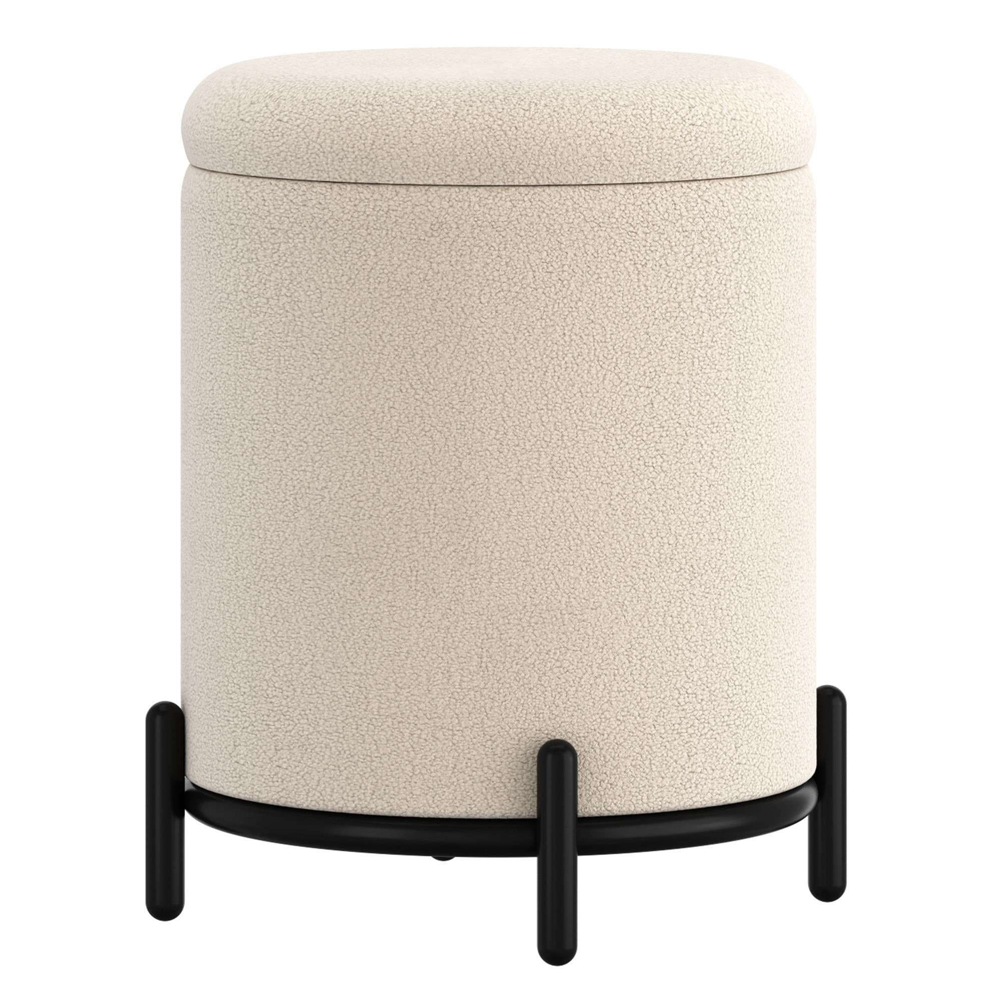  !nspire Castor 402-883CM Storage Ottoman - Cream Boucle IMAGE 1