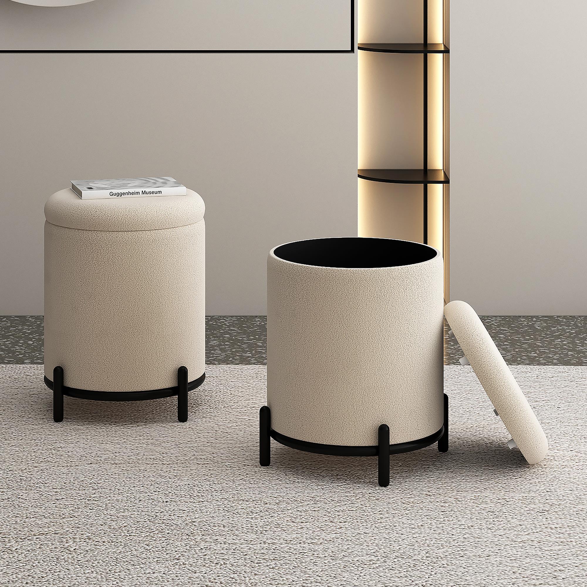  !nspire Castor 402-883CM Storage Ottoman - Cream Boucle IMAGE 2