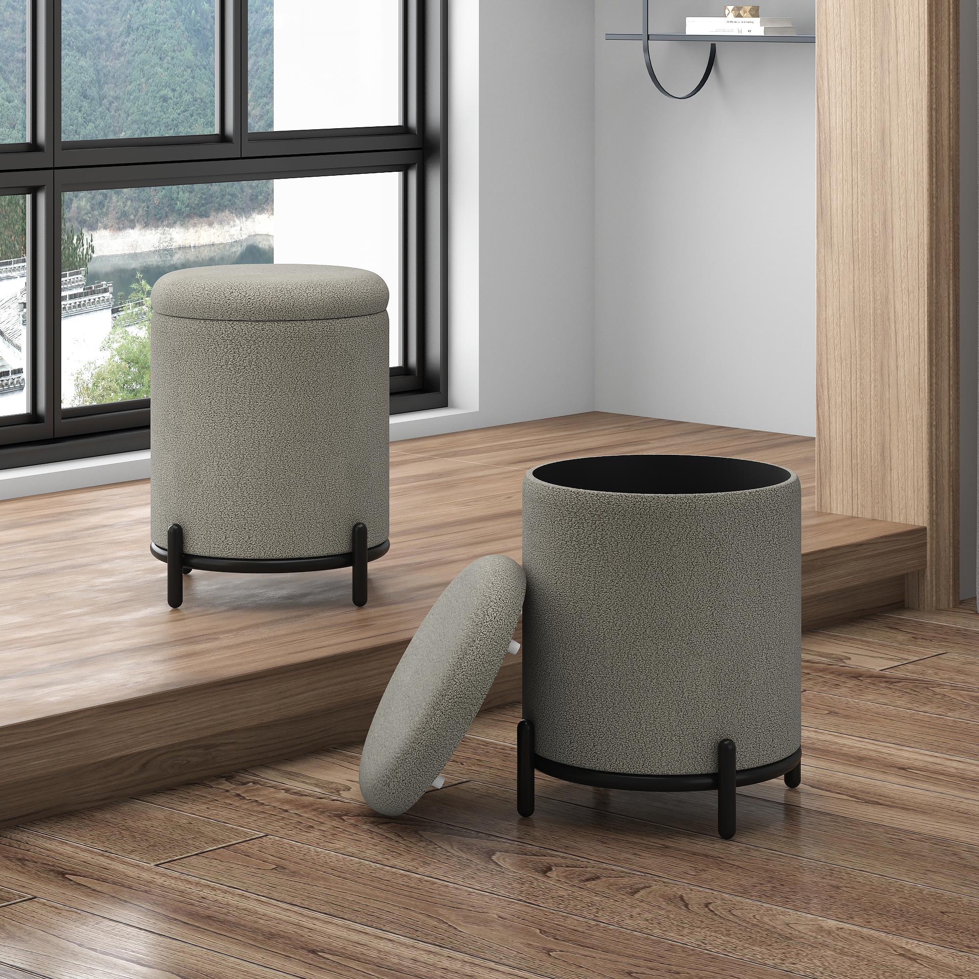  !nspire Castor 402-883WGY Storage Ottoman - Warm Grey Boucle IMAGE 2