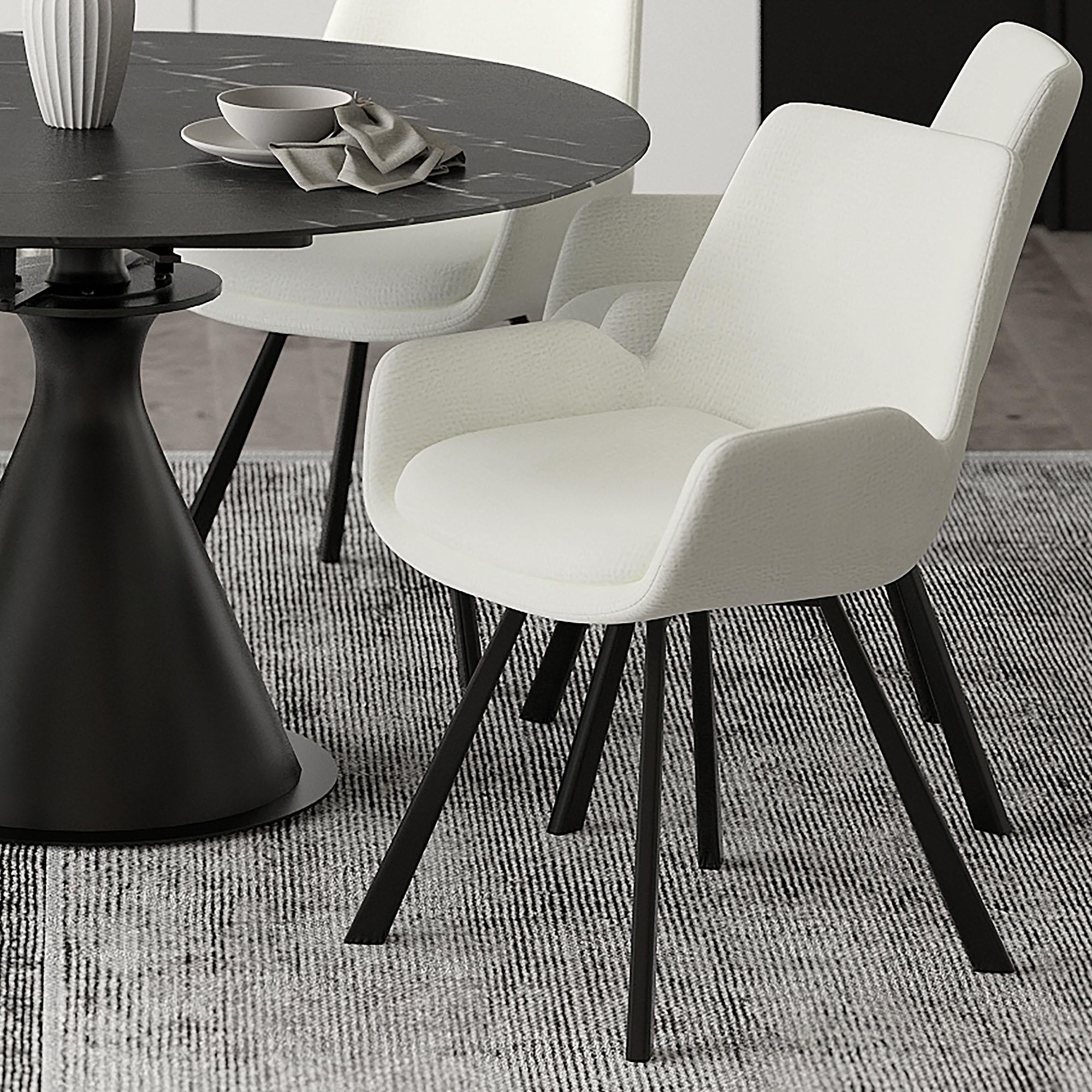  !nspire Signy 202-144IV Swivel Dining Chair - Ivory and Black IMAGE 2