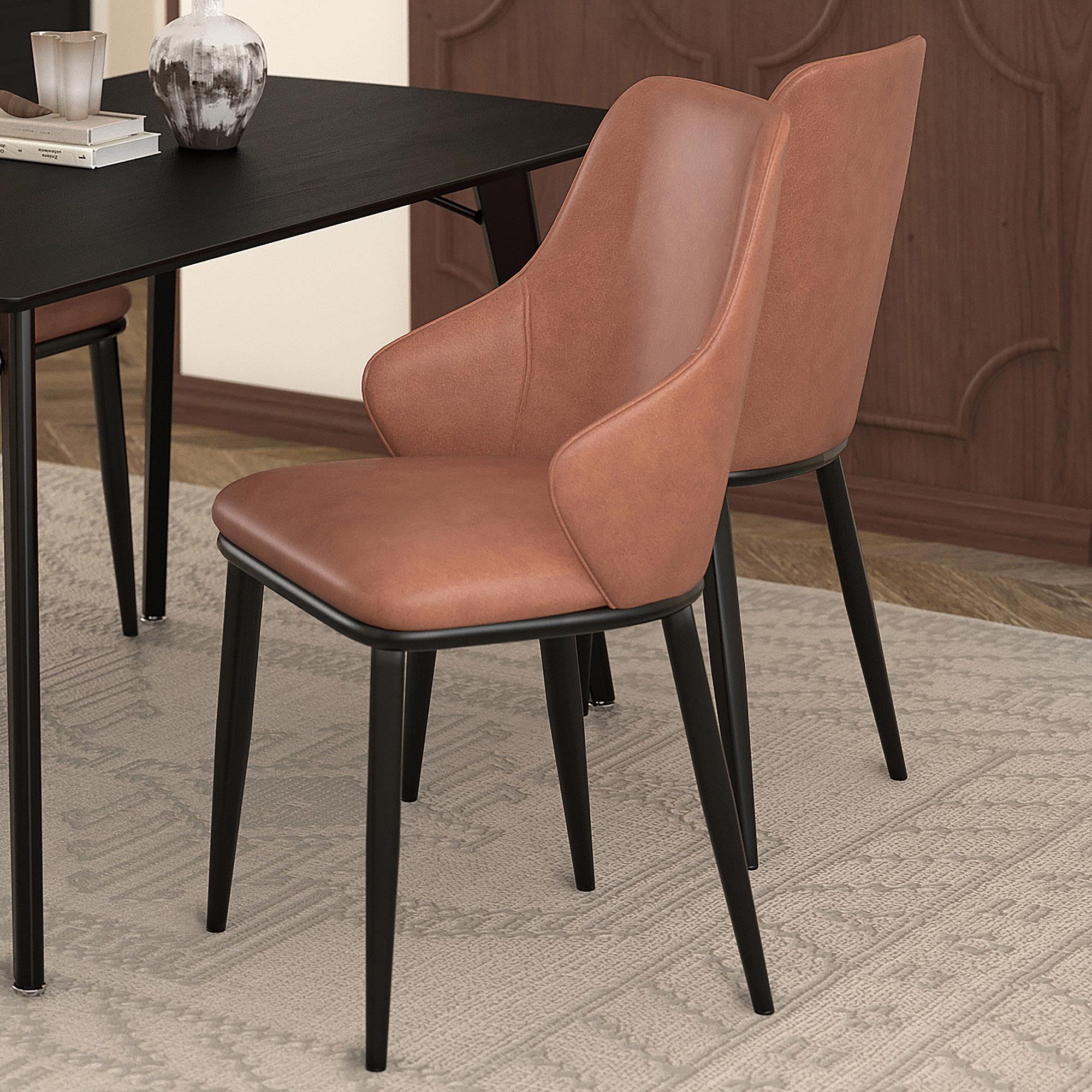  !nspire Kash 202-084SD Dining Chair, Faux Leather - Saddle and Black IMAGE 2