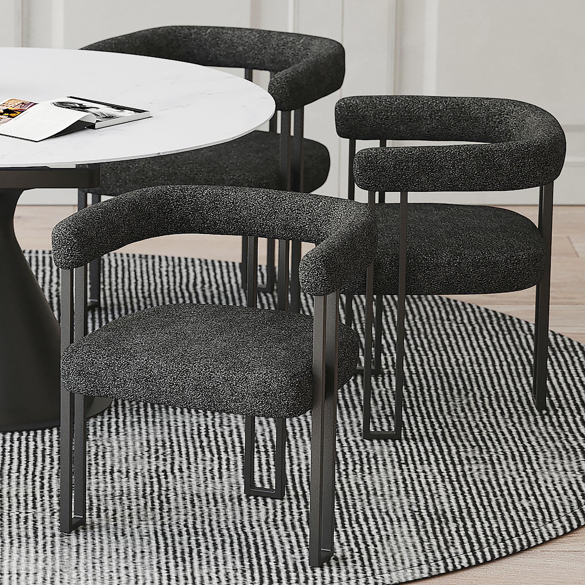  !nspire Scarlet 202-108CH Dining Chair - Charcoal Boucle and Black IMAGE 2