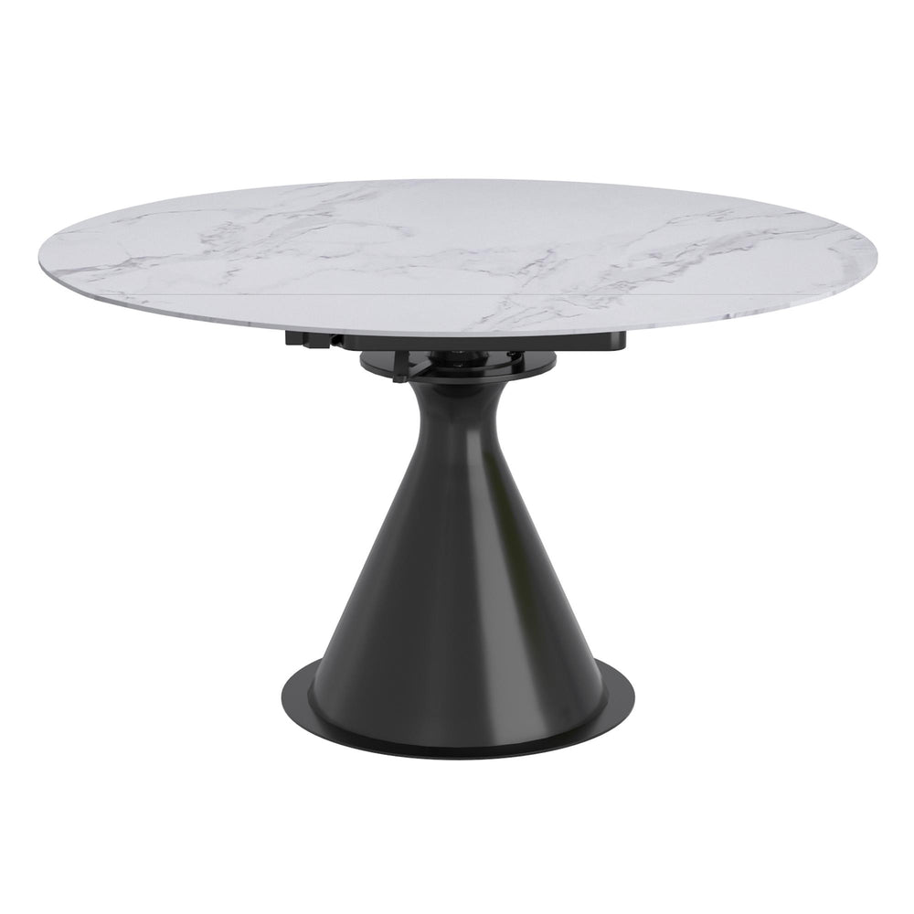  !nspire Calisto 201-110WT Round Pedestal Dining Table w/Extension - White and Black IMAGE 1