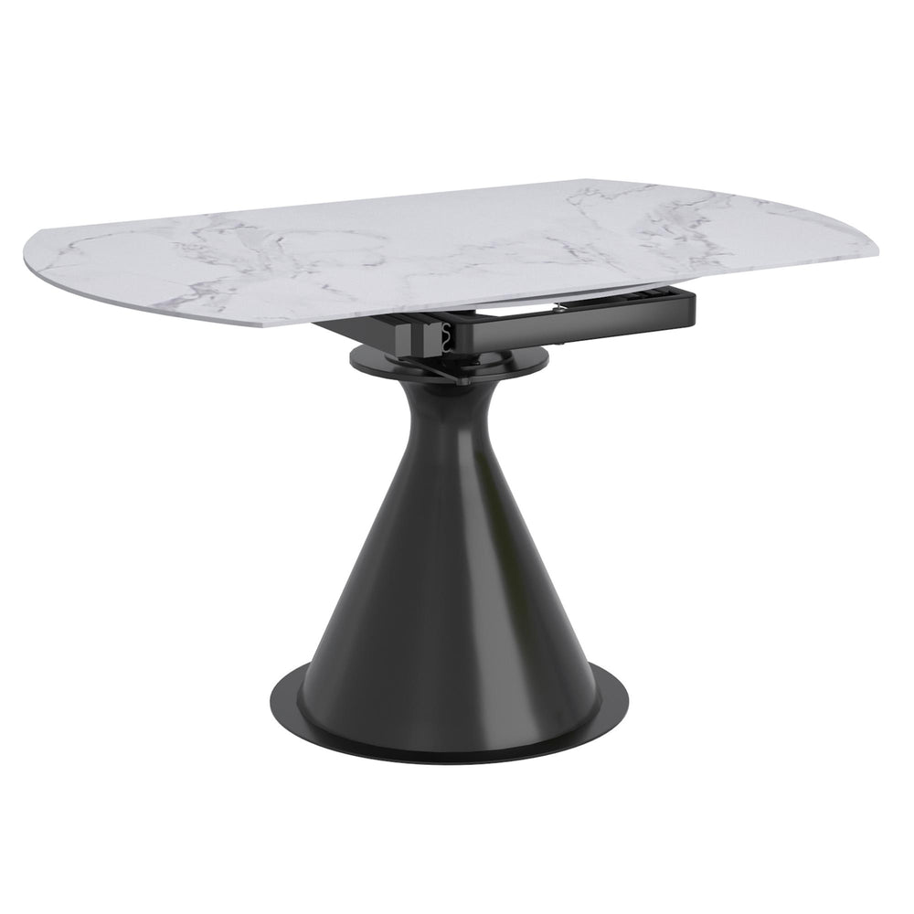  !nspire Calisto 201-110WT Round Pedestal Dining Table w/Extension - White and Black IMAGE 3