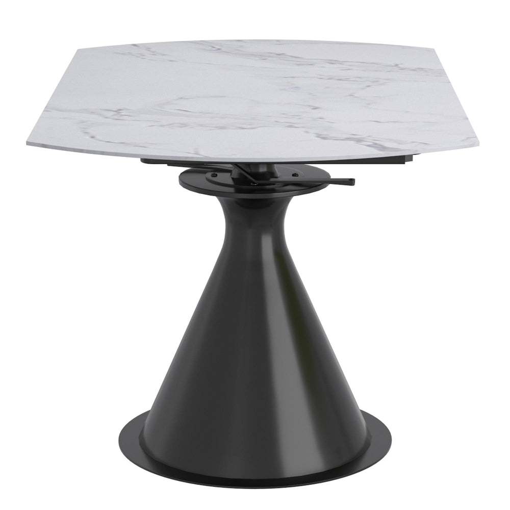  !nspire Calisto 201-110WT Round Pedestal Dining Table w/Extension - White and Black IMAGE 4