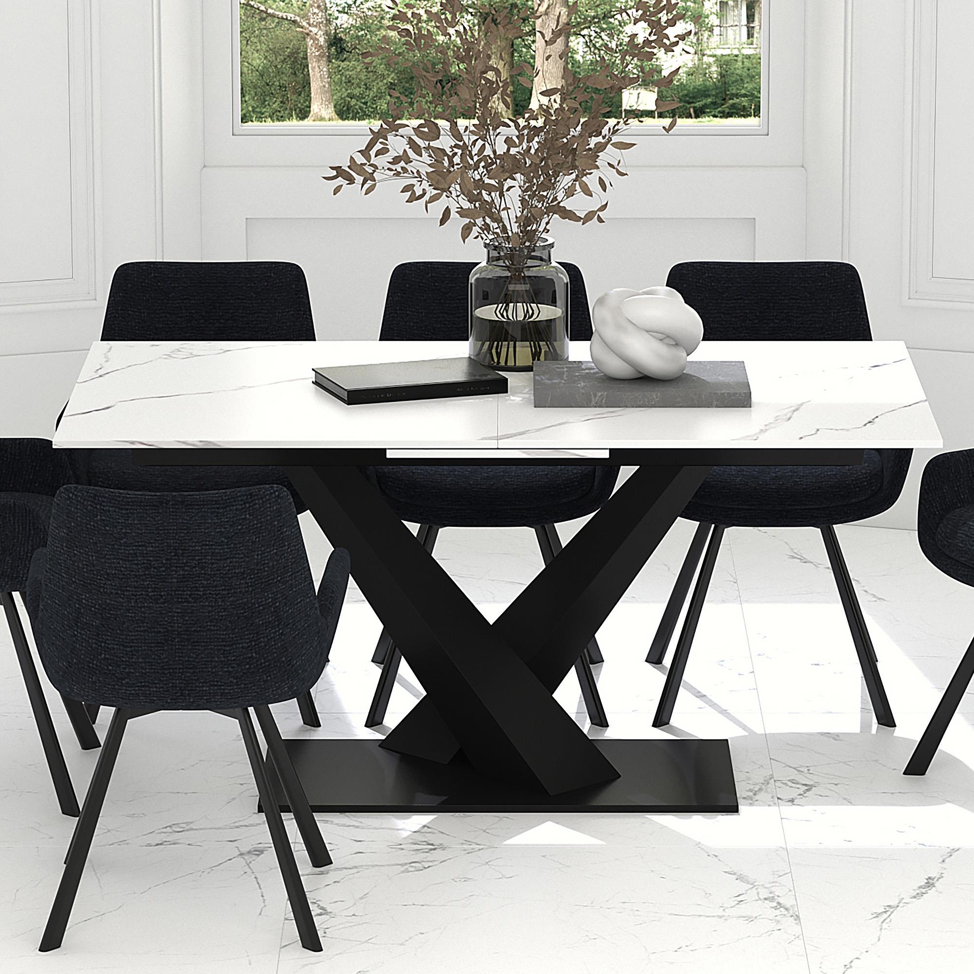  !nspire Julius 201-111WT Dining Table w/Extension - White and Black IMAGE 2