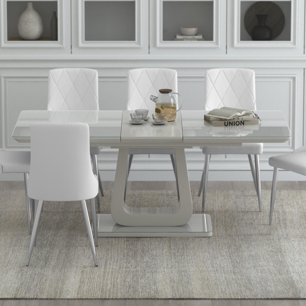  !nspire Corvus 201-159WGY Dining Table w/Extension - Warm Grey IMAGE 2