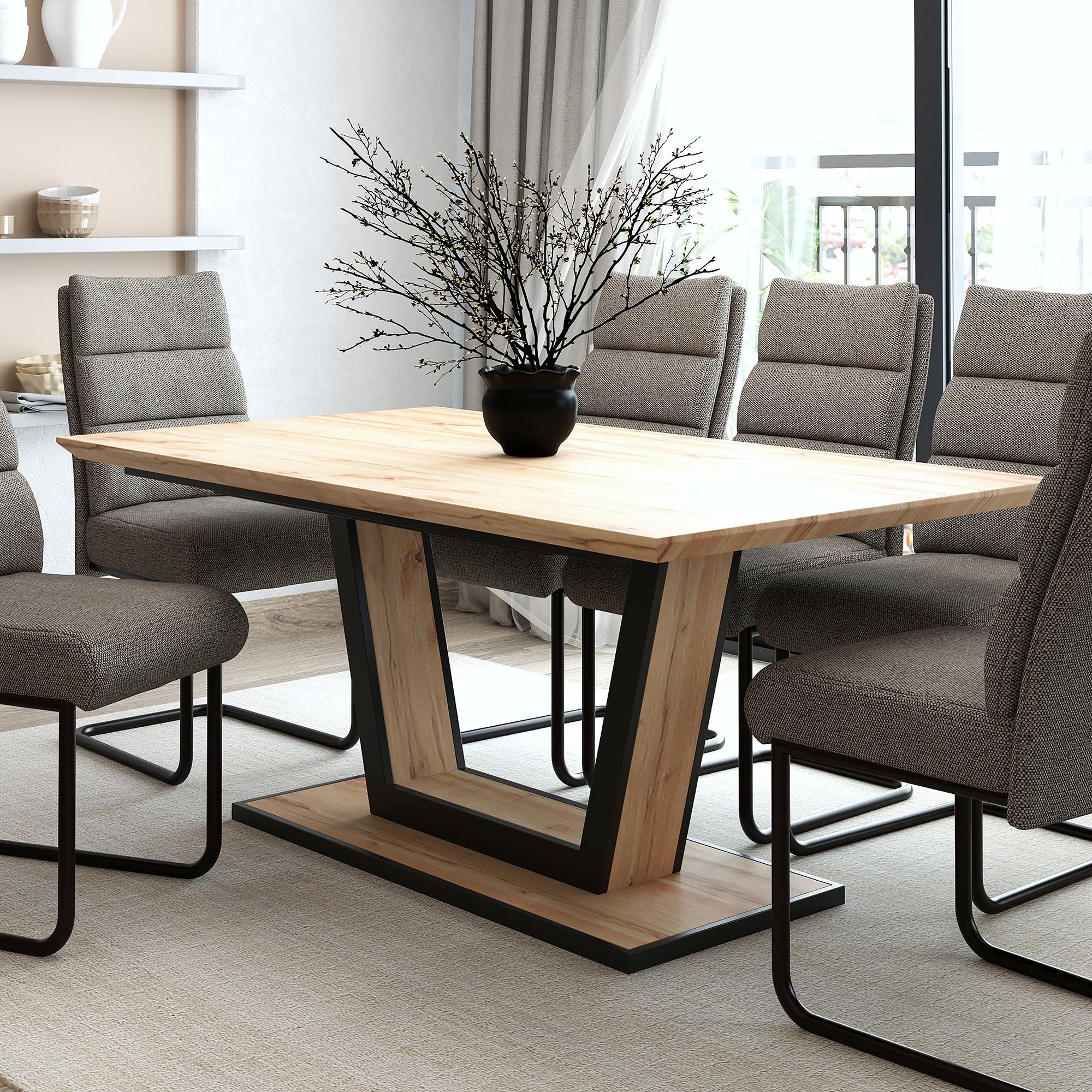  !nspire Forna 201-161NAT Dining Table w/Extension - Natural and Black IMAGE 2