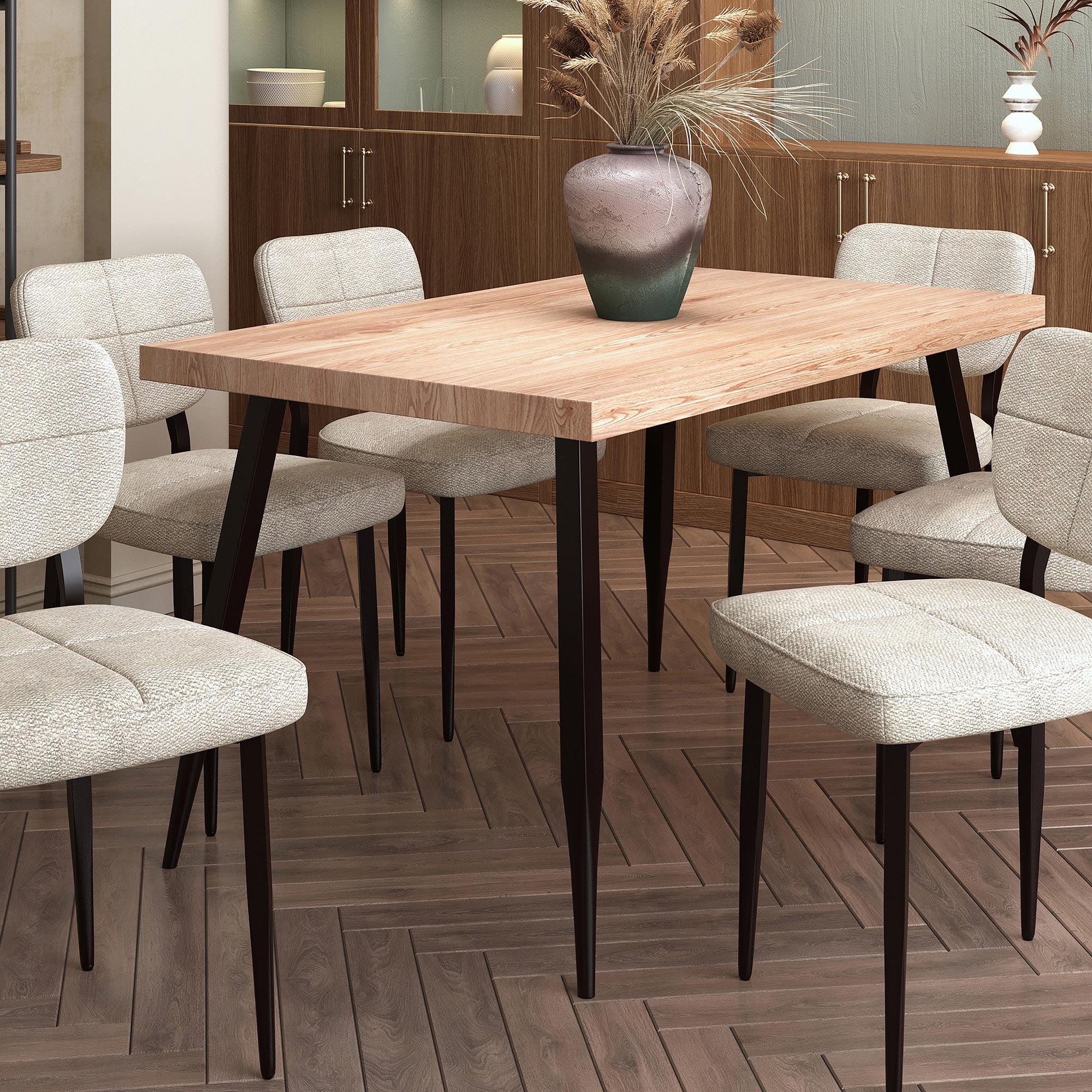  Worldwide Home Furnishings Vesta 201-287NAT Rectangular Dining Table - Natural and Black IMAGE 2