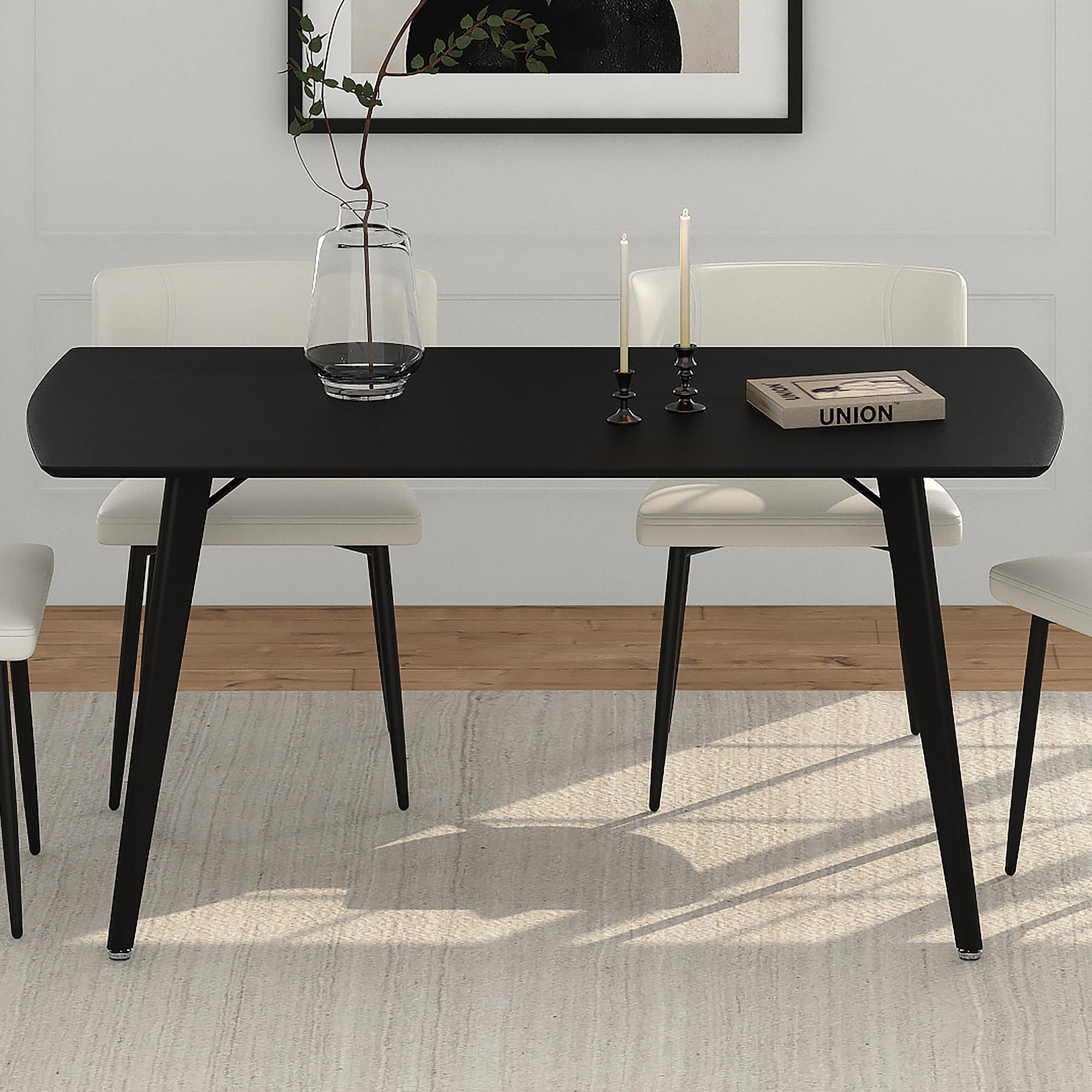  Worldwide Home Furnishings Leon 201-893BLK Rectangular Dining Table - Black IMAGE 2