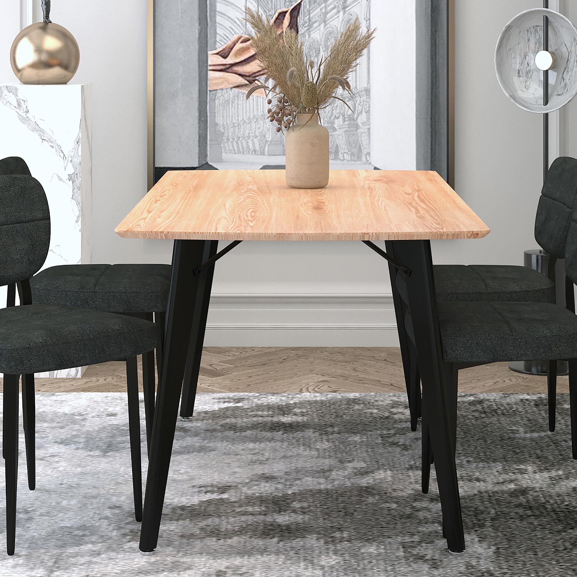  Worldwide Home Furnishings Leon 201-893NAT Rectangular Dining Table - Natural and Black IMAGE 2