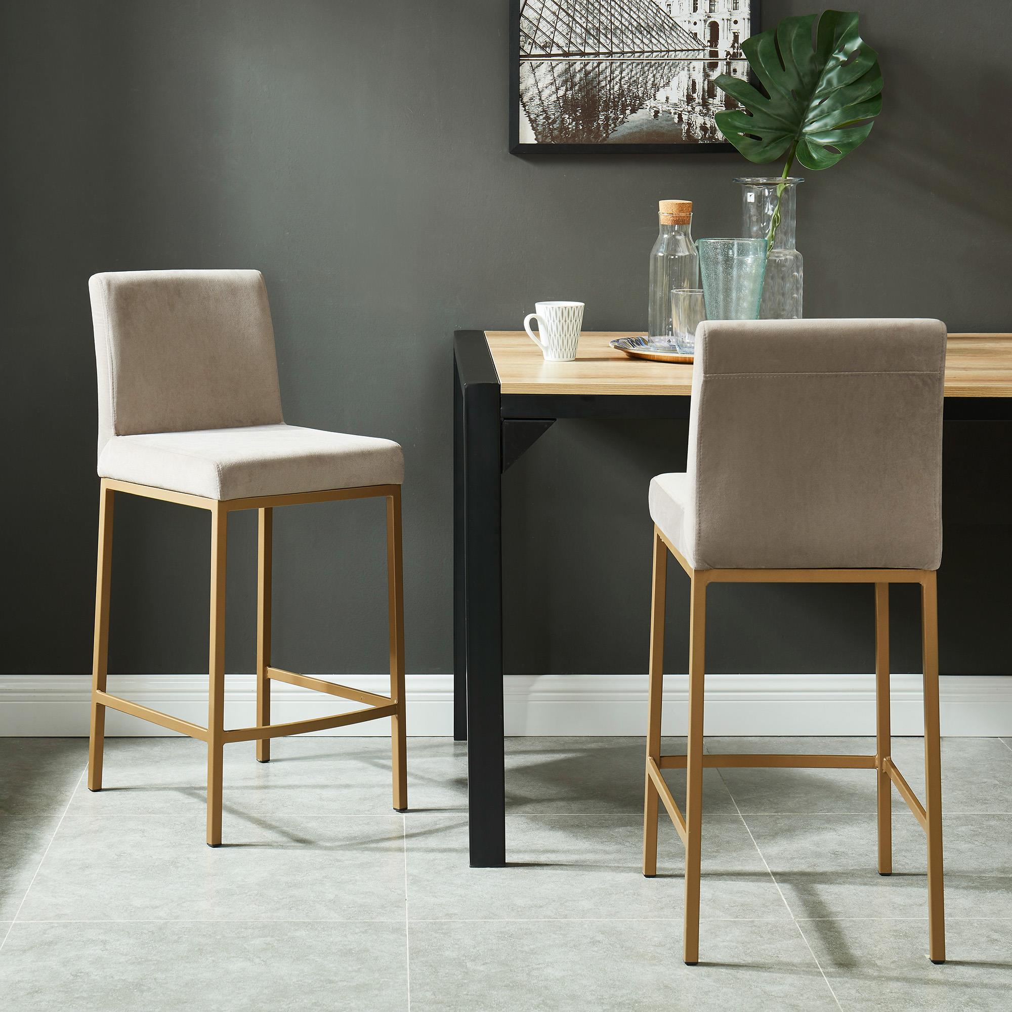  !nspire Diego 203-101BEG_GL 26" Counter Stool - Beige and Aged Gold IMAGE 2