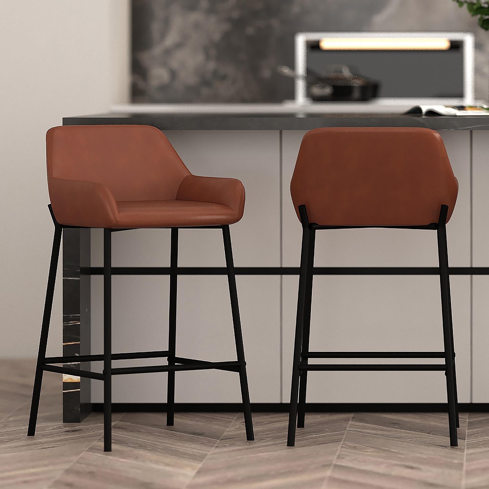  !nspire Baily 203-541PUSD 26" Counter Stool - Saddle and Black IMAGE 2