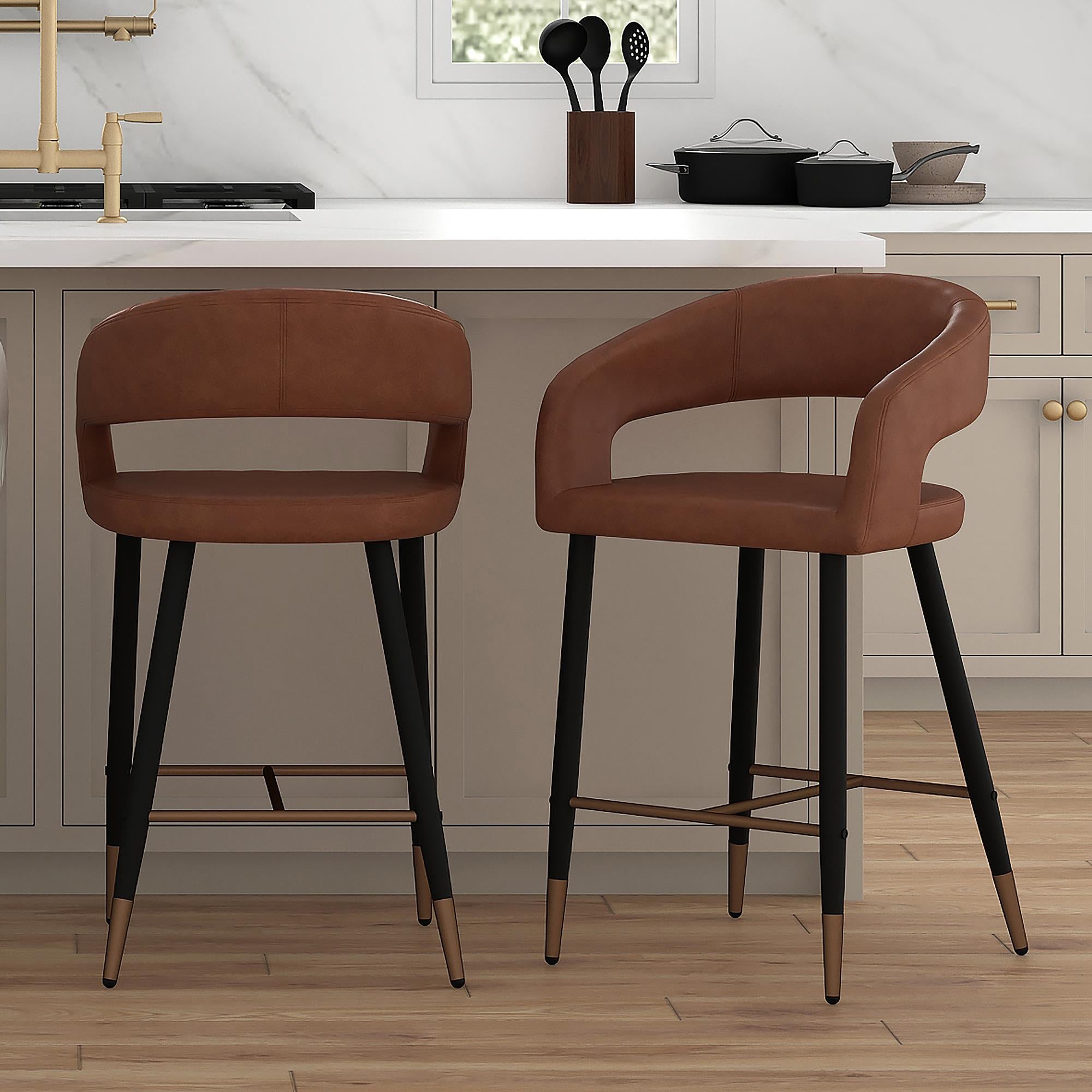  !nspire Crimson 203-096SD 26" Counter Stool - Saddle and Black IMAGE 2
