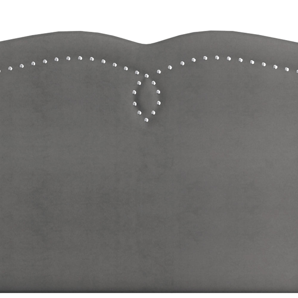  Worldwide Home Furnishings Aurora 151-585D_Q-GY 54"/60" Adj. Headboard with Bench - Grey and Black IMAGE 5