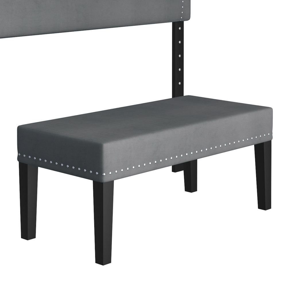  Worldwide Home Furnishings Aurora 151-585D_Q-GY 54"/60" Adj. Headboard with Bench - Grey and Black IMAGE 6