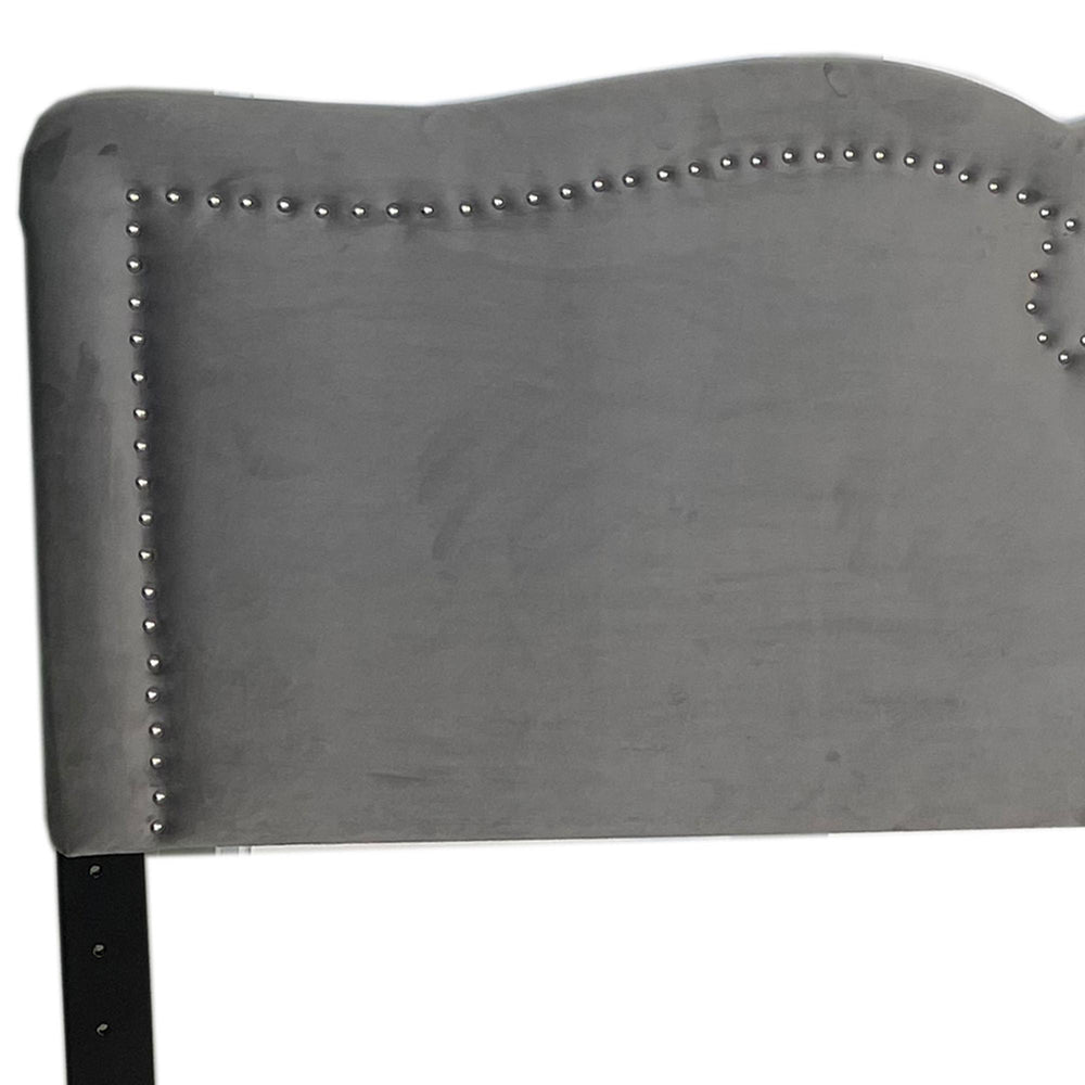 Worldwide Home Furnishings Aurora 151-585D_Q-GY 54"/60" Adj. Headboard with Bench - Grey and Black IMAGE 7