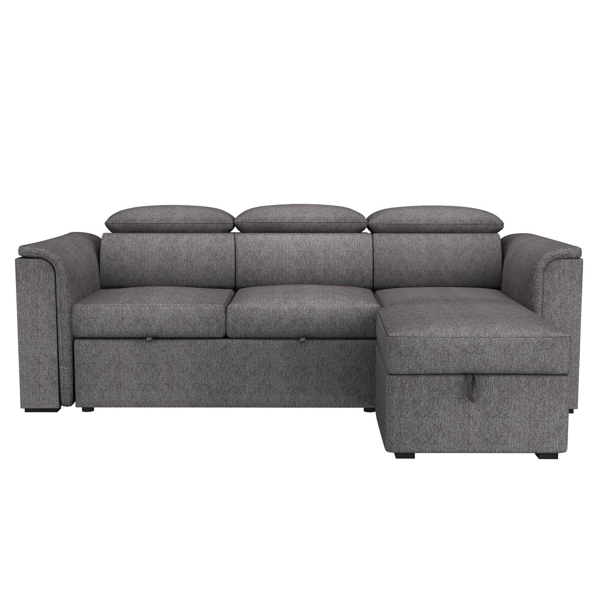  Worldwide Home Furnishings Oskar 700-518CH 93.5" Sectional Sofa w/Bed & Storage - Charcoal IMAGE 3