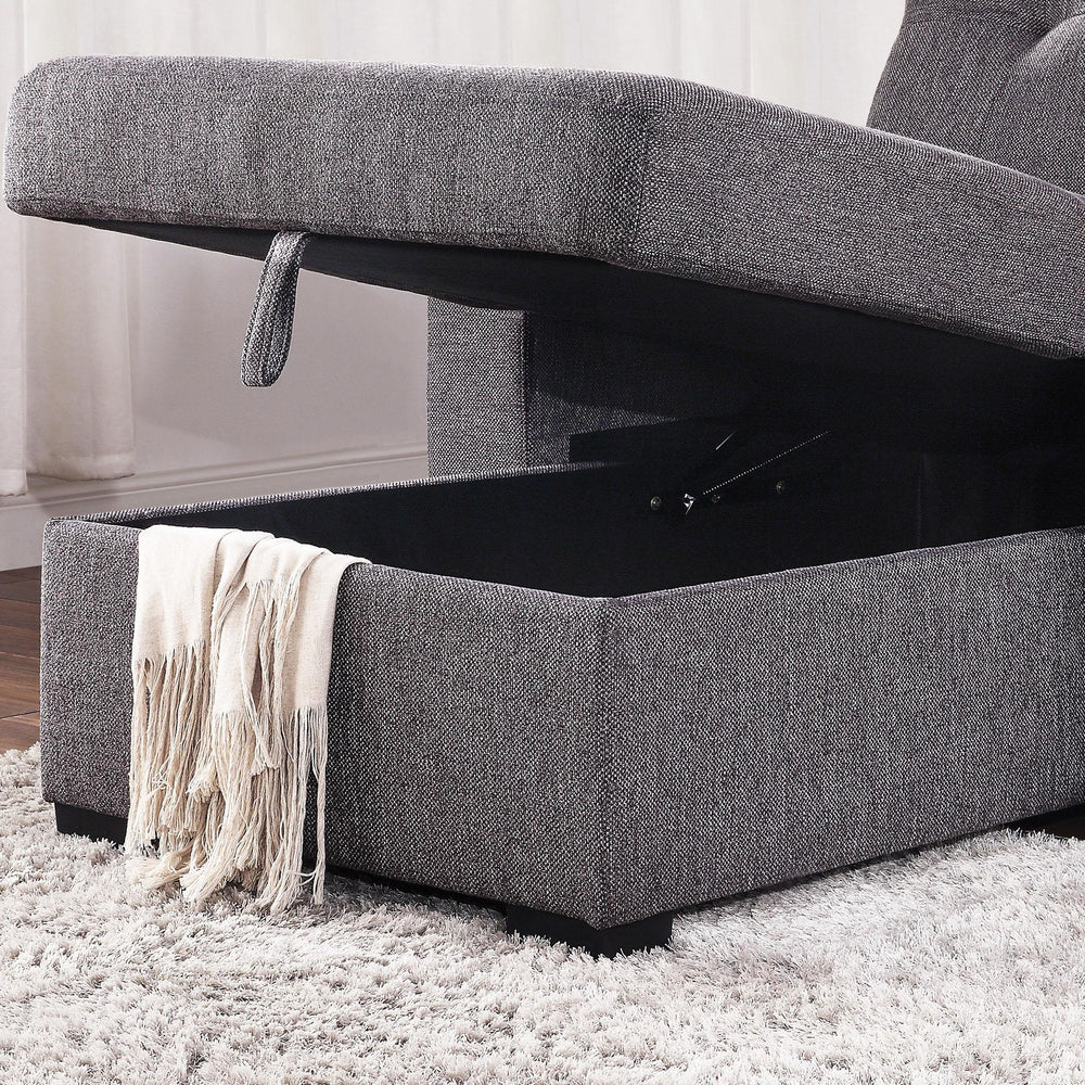  Worldwide Home Furnishings Oskar 700-518CH 93.5" Sectional Sofa w/Bed & Storage - Charcoal IMAGE 5