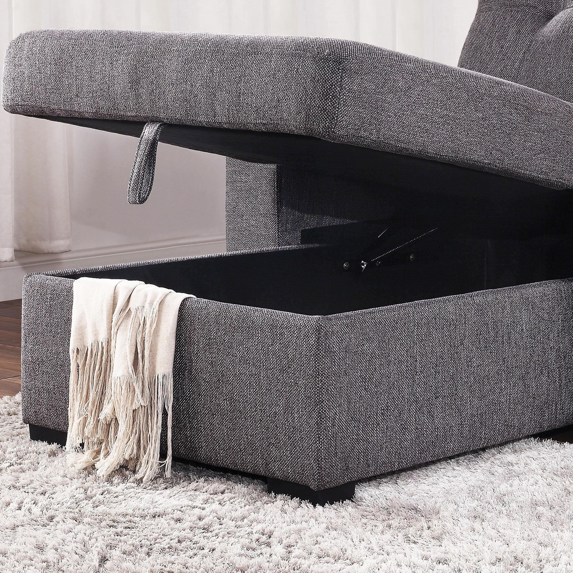  Worldwide Home Furnishings Oskar 700-518CH 93.5" Sectional Sofa w/Bed & Storage - Charcoal IMAGE 5