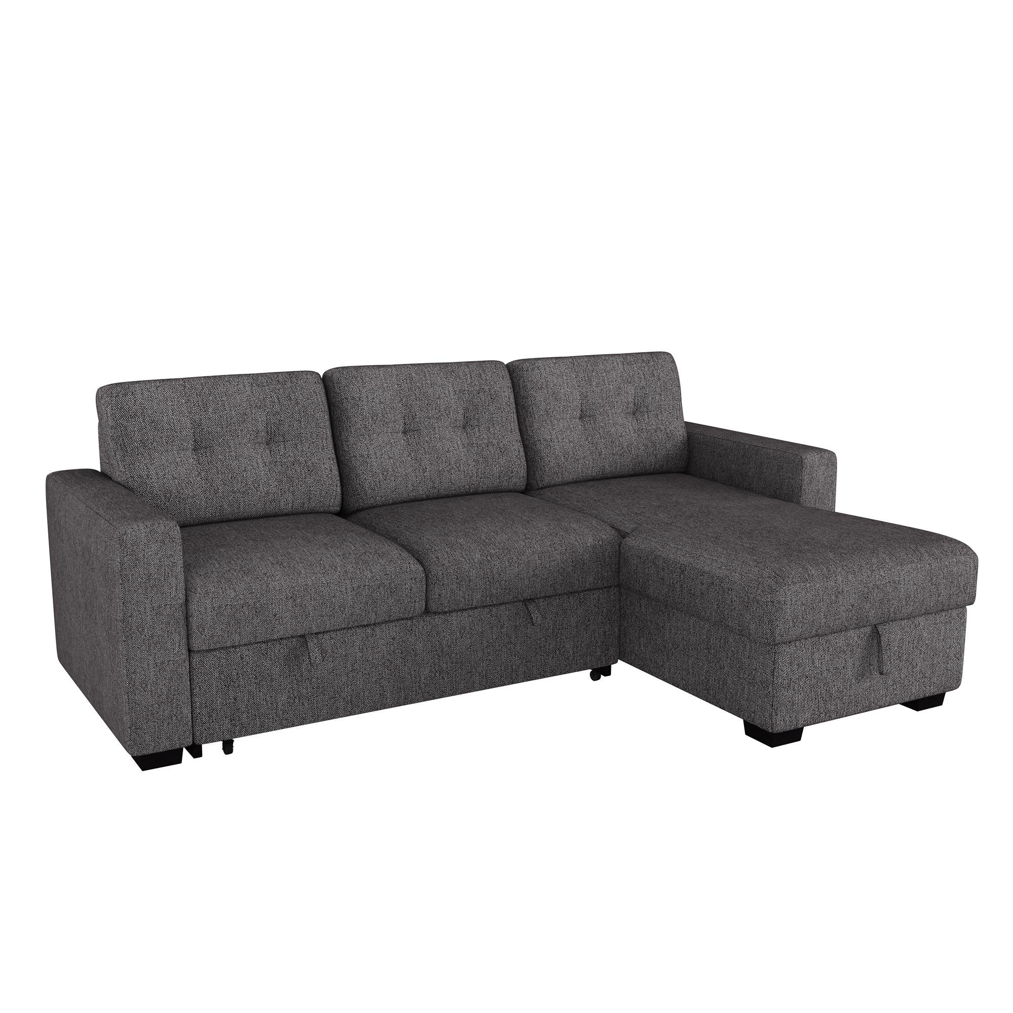  Worldwide Home Furnishings Tyson 700-519CH 93" Sectional Sofa w/Bed & Storage - Charcoal IMAGE 1
