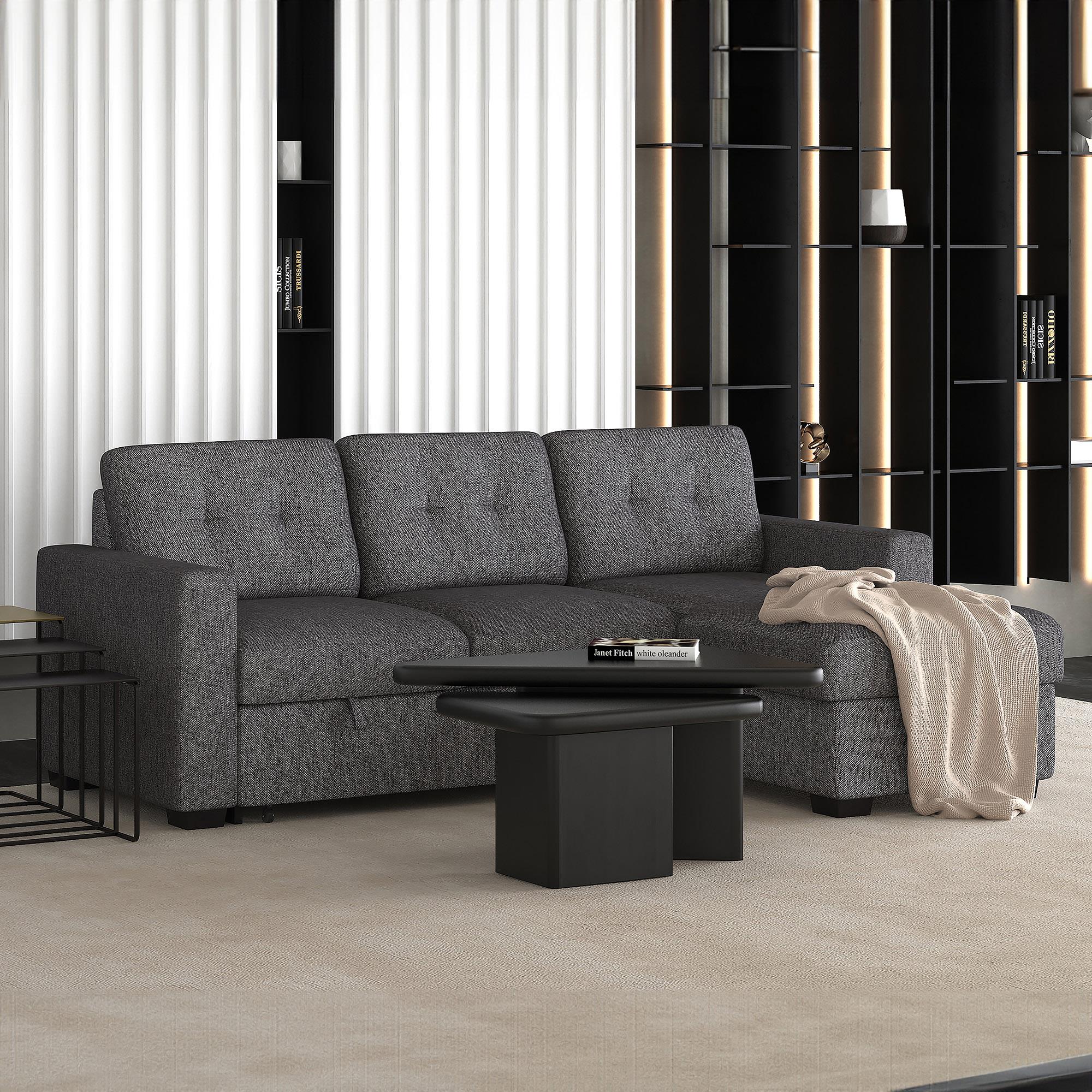  Worldwide Home Furnishings Tyson 700-519CH 93" Sectional Sofa w/Bed & Storage - Charcoal IMAGE 2