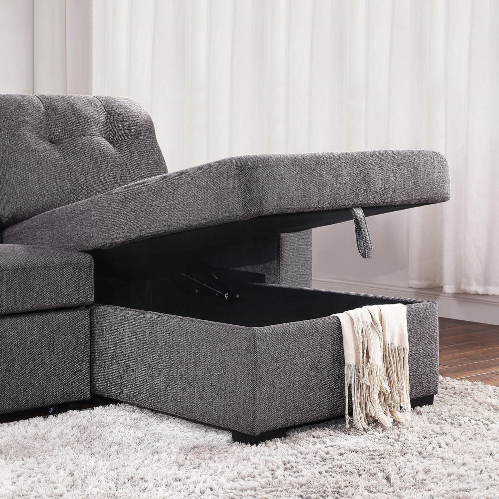  Worldwide Home Furnishings Tyson 700-519CH 93" Sectional Sofa w/Bed & Storage - Charcoal IMAGE 6