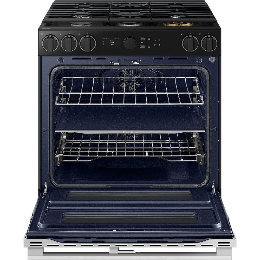  Samsung 30-inch Slide-in Dual Fuel Range with Wi-Fi NSY6DG8550SRAC IMAGE 2