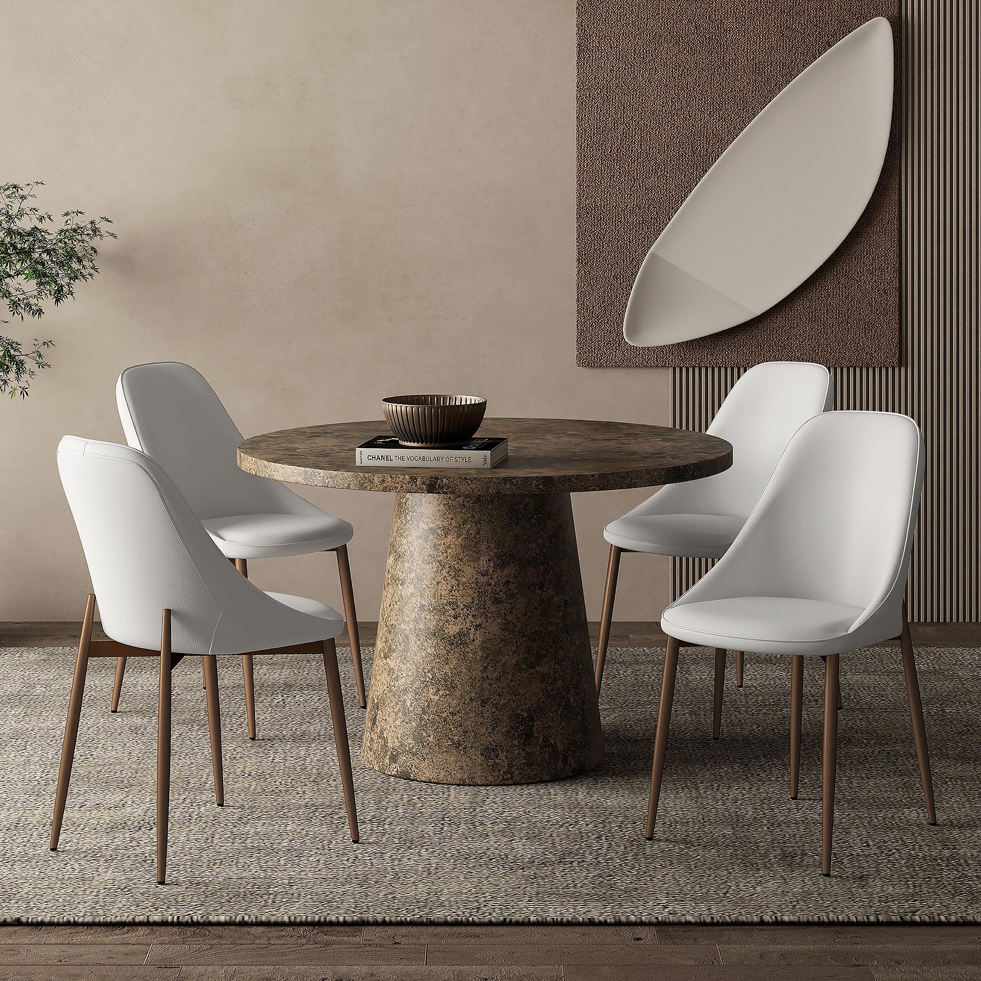  Worldwide Home Furnishings Godiva/Cleo 207-142GY_636WT 5 pc Dining Set - Grey with White Chair IMAGE 1