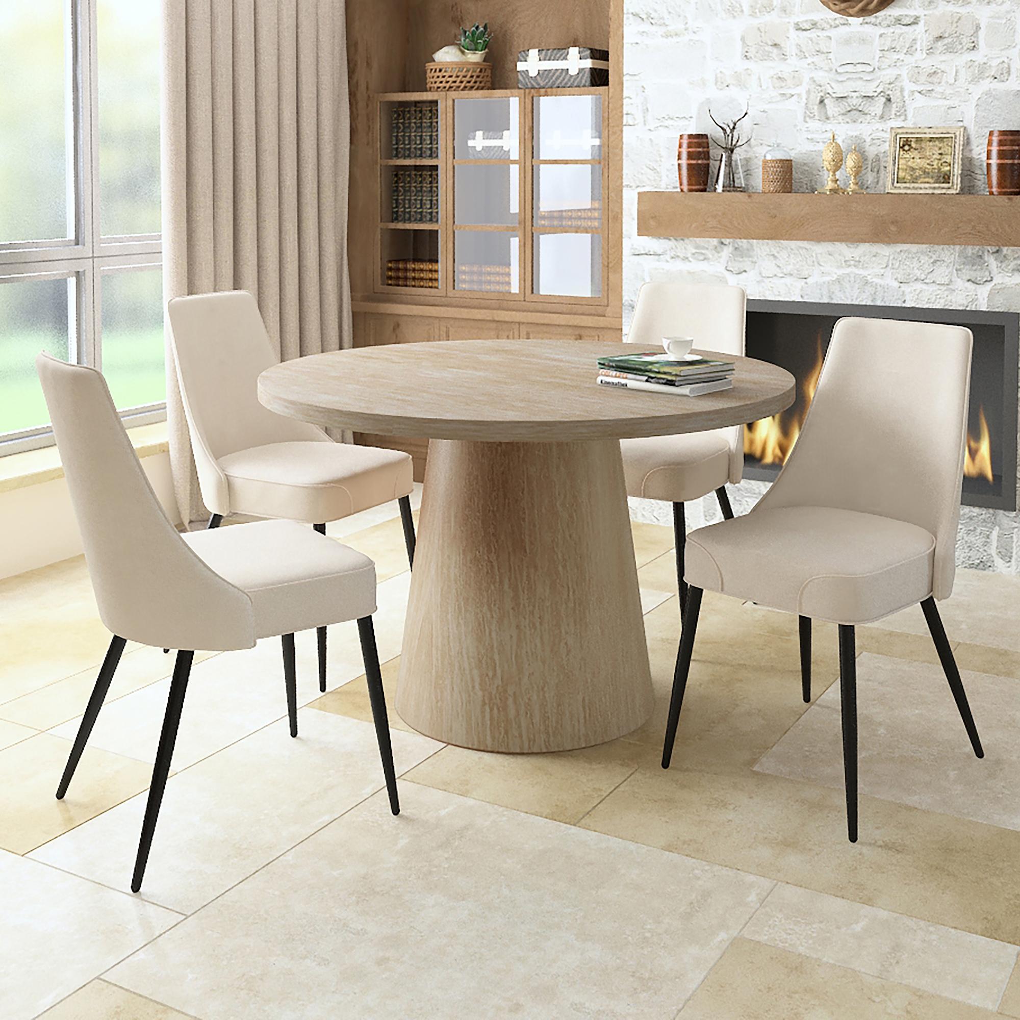  Worldwide Home Furnishings Godiva/Koda 207-142IV_158BEG 5 pc Dining Set - Ivory with Beige Chair IMAGE 1