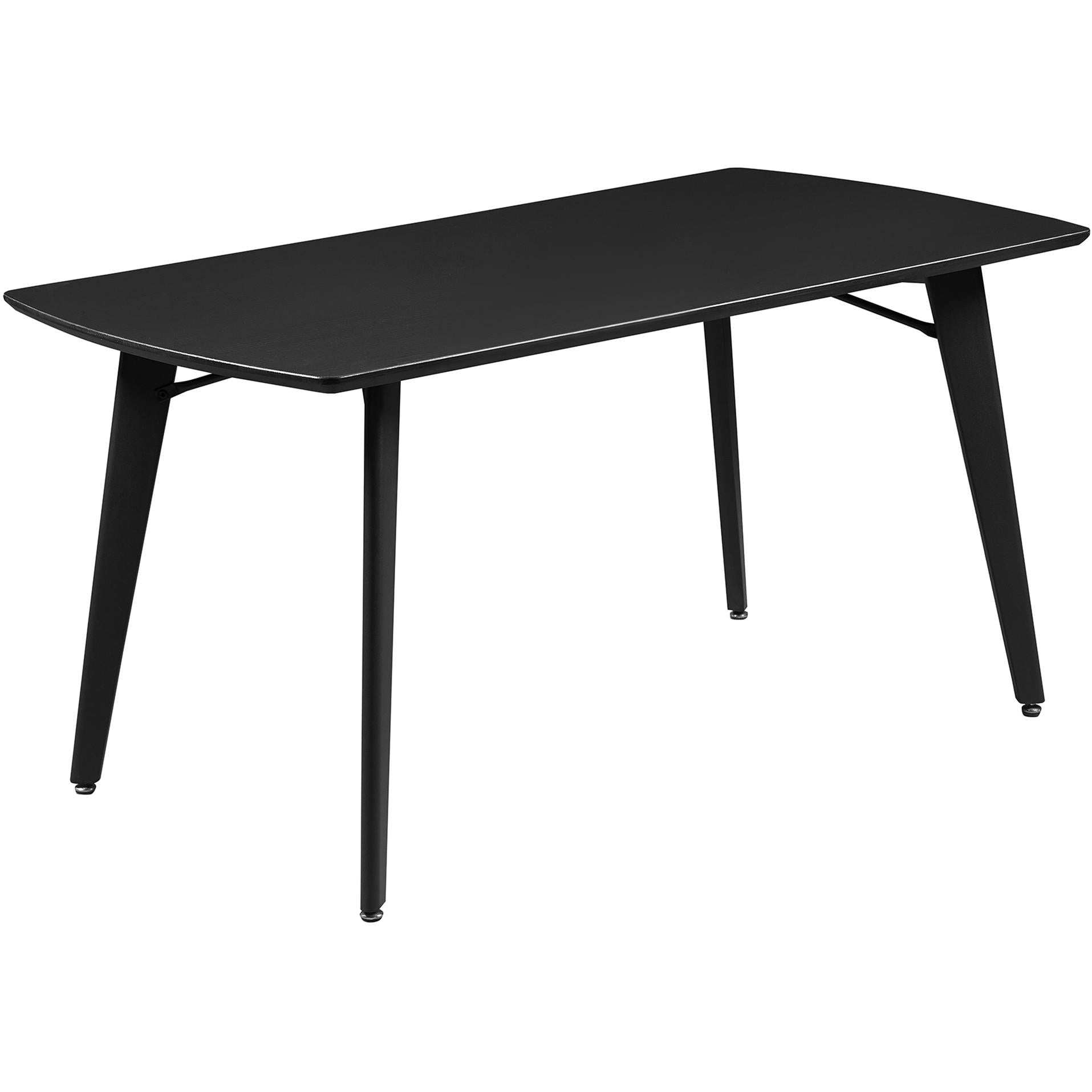  Worldwide Home Furnishings Leon/Kash 207-893BLK_084SD 5 pc Dining Set - Black Table with Saddle Chair IMAGE 2