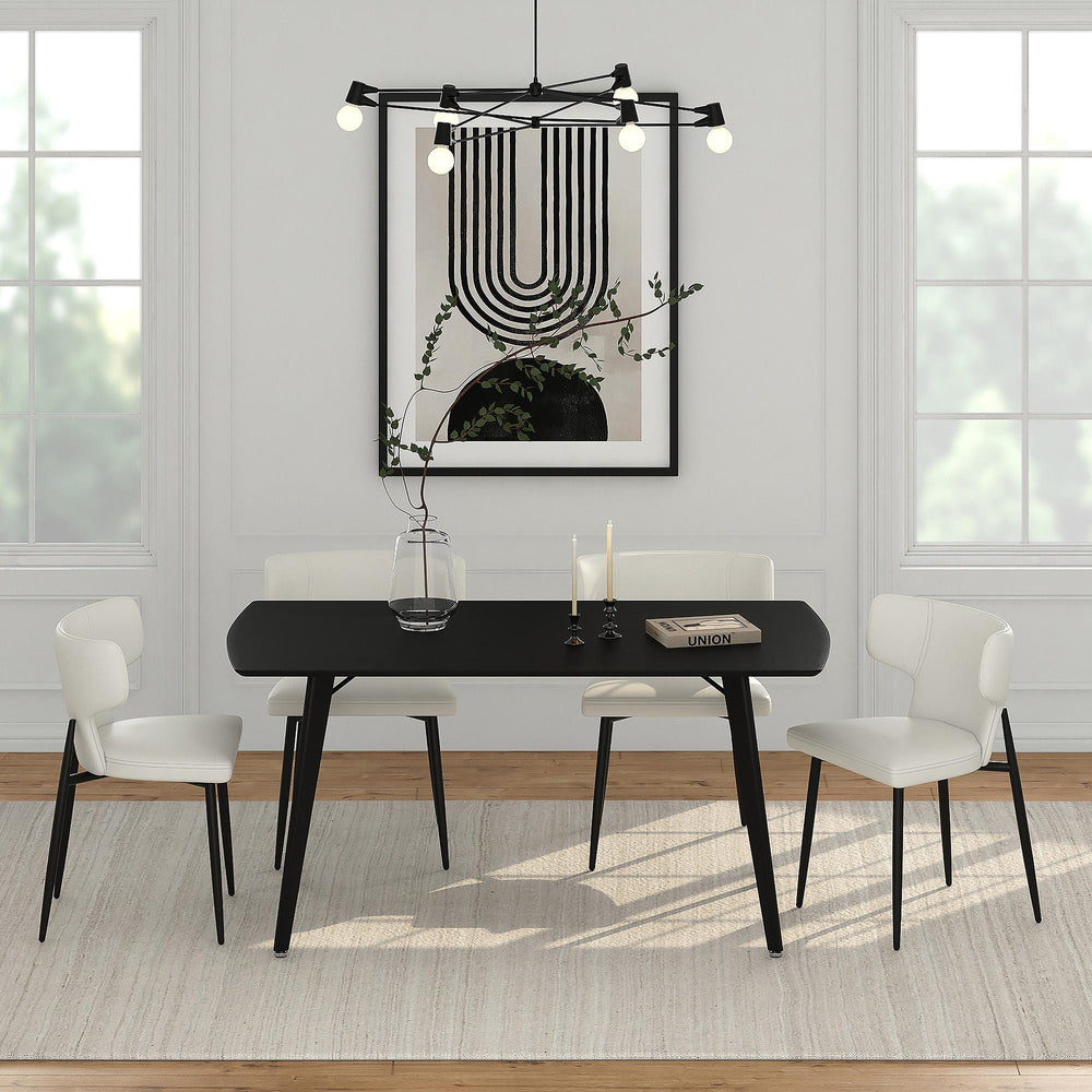  Worldwide Home Furnishings Leon/Olis 207-893BLK_085PUBG 5 pc Dining Set - Black Table with Beige Chair IMAGE 1