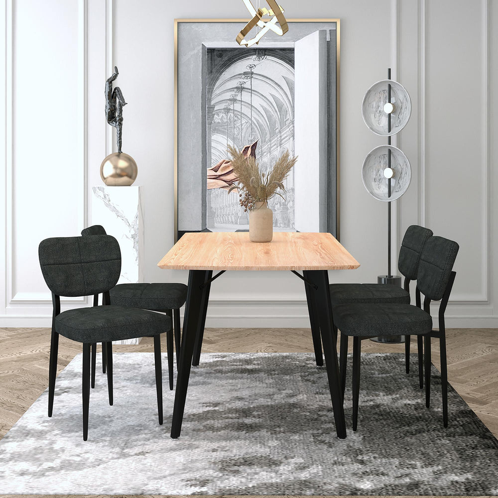  Worldwide Home Furnishings Leon/Zeke 207-893NAT_090CH 5 pc Dining Set - Natural Table with Charcoal Chair IMAGE 1