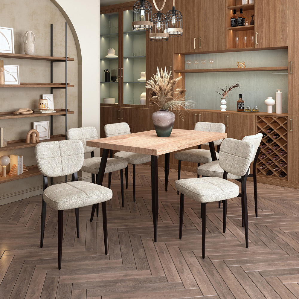 Worldwide Home Furnishings Vesta/Zeke 207-287NAT_090BG 7 pc Dining Set - Natural Table with Beige Chair IMAGE 1