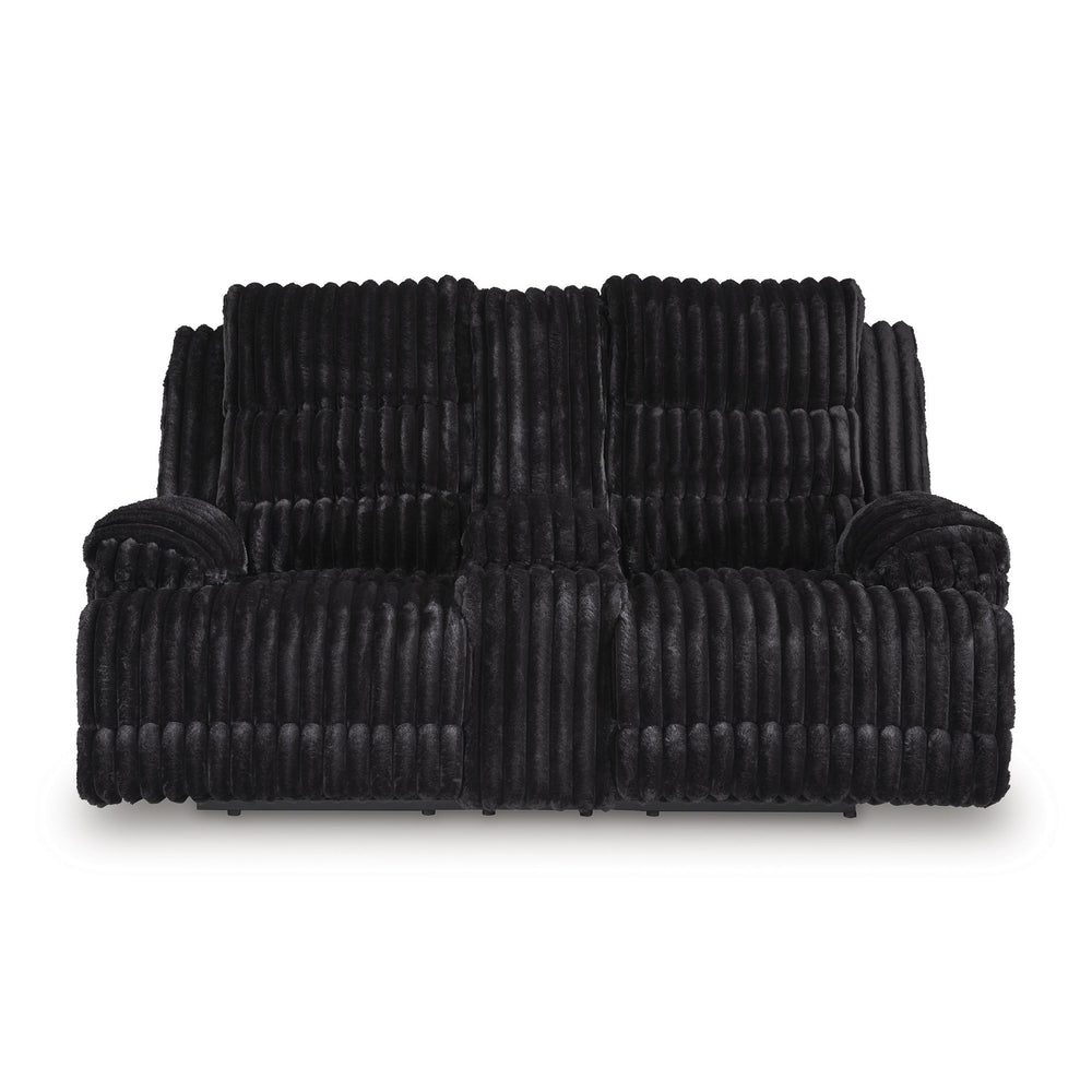  Signature Design by Ashley Rhine Falls PC4280596 Double Reclining Power Loveseat with Console IMAGE 2