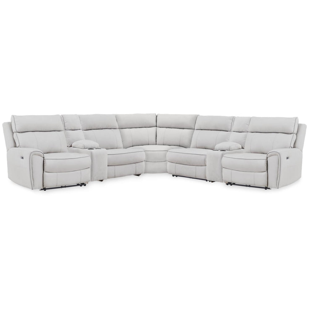  Signature Design by Ashley Social Pointe PC98802S34 7 pc Reclining Sectional with Storage Consoles IMAGE 1