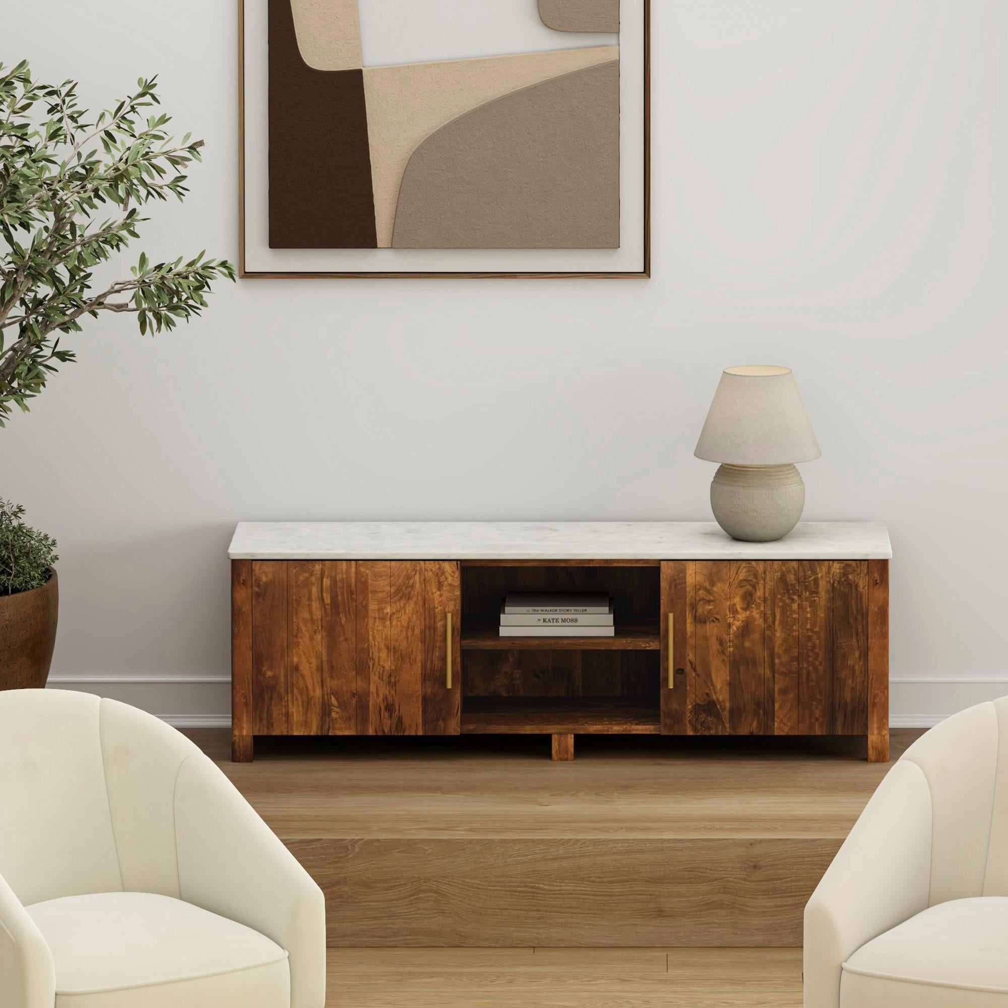  !nspire Camden 506-844WAL_MED Media Cabinet - Walnut & White IMAGE 2