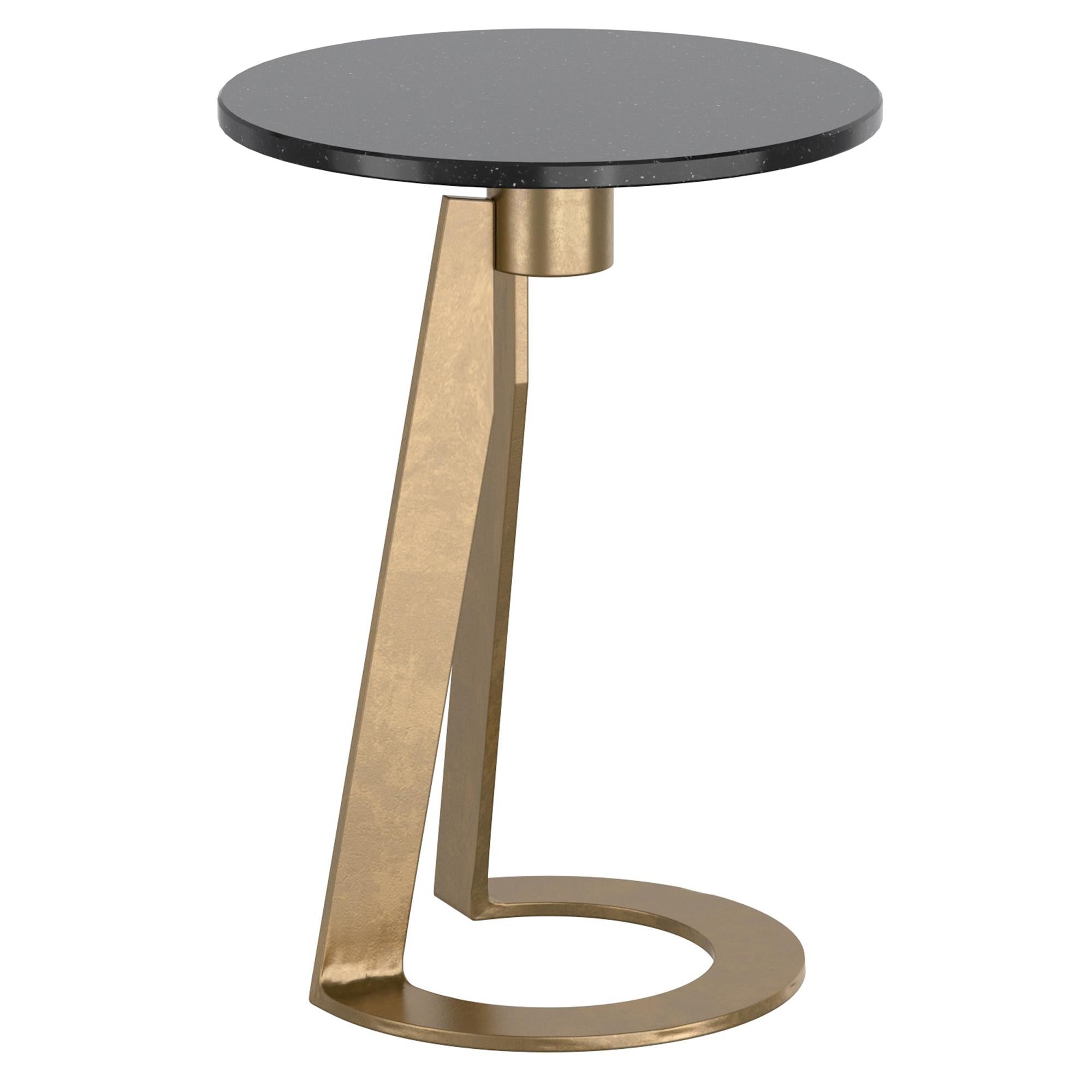  !nspire Devas 501-112BK Accent Table - Black Marble and Brass IMAGE 1