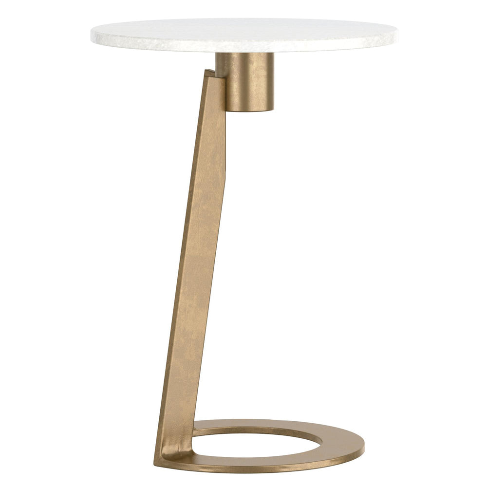  !nspire Devas 501-112WT Accent Table - White Marble and Brass IMAGE 4