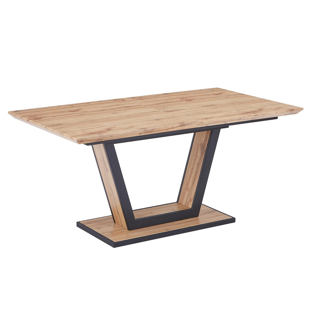  Worldwide Home Furnishings Forna/Cortez 207-161NAT_081BLK_BK 7 pc Dining Set - Natural Table with Black Chair IMAGE 2