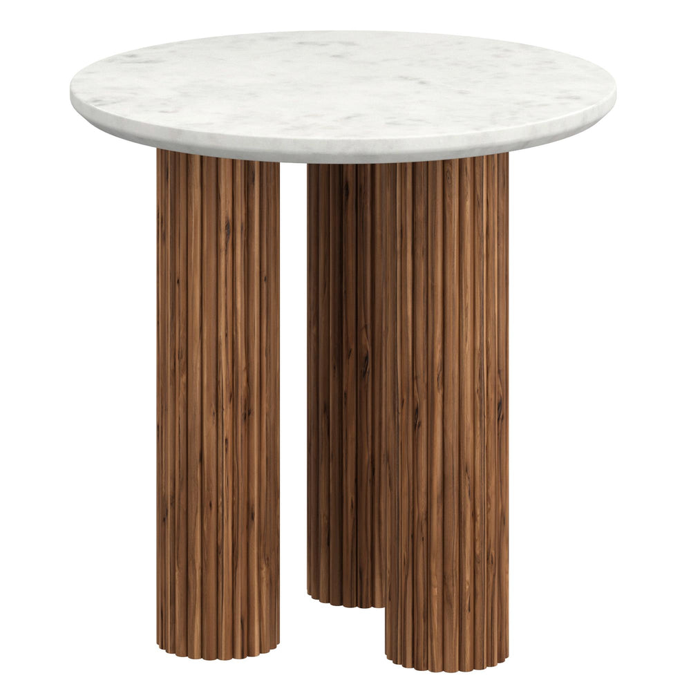  !nspire Jilsa 501-551WAL Accent Table - Walnut & White IMAGE 1