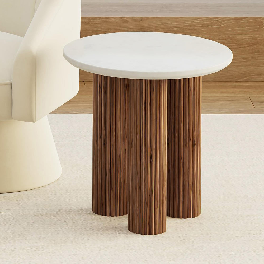  !nspire Jilsa 501-551WAL Accent Table - Walnut & White IMAGE 2