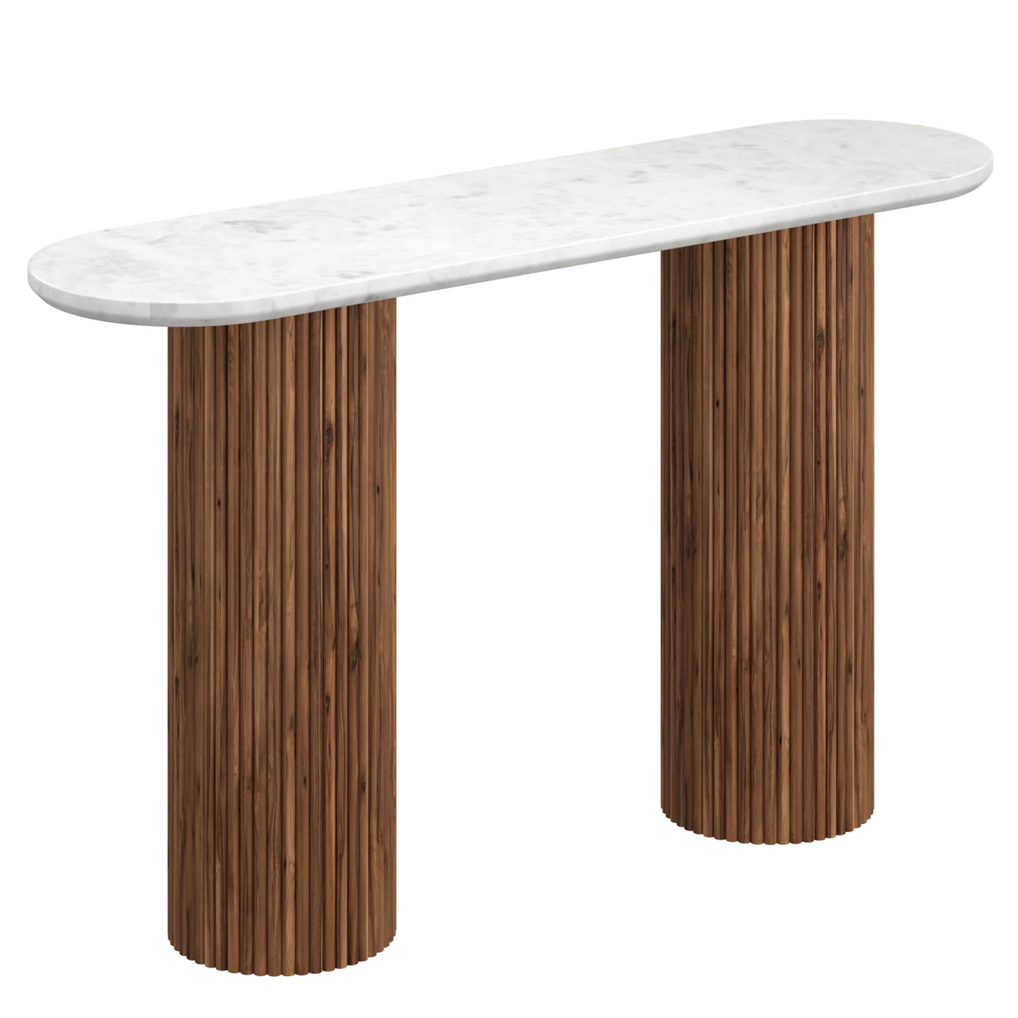  !nspire Jilsa 502-551WAL Console Table - Walnut & White IMAGE 1