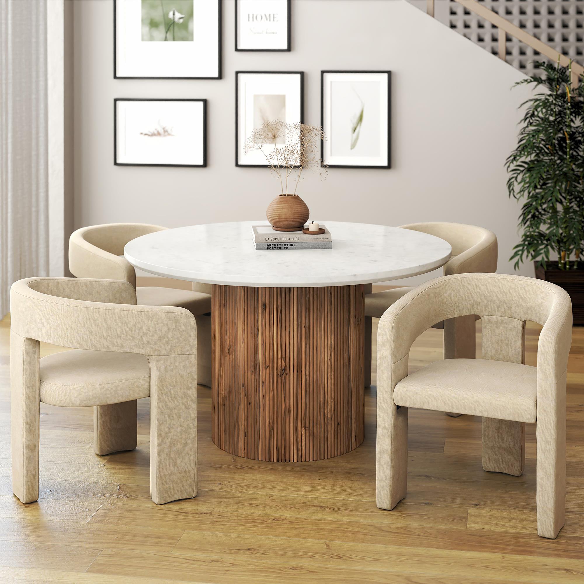 !nspire Jilsa/Amara 207-551WAL_933BG 5 pc Dining Set - Walnut & White Table with Beige Chair IMAGE 1