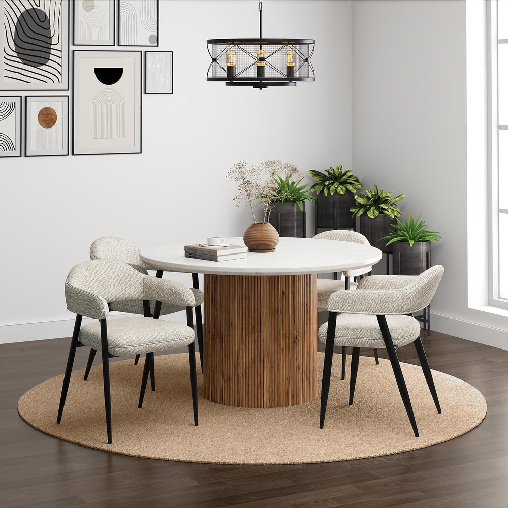  !nspire Jilsa/Archer 207-551WAL_089BG 5 pc Dining Set - Walnut & White Table with Beige Chair IMAGE 1