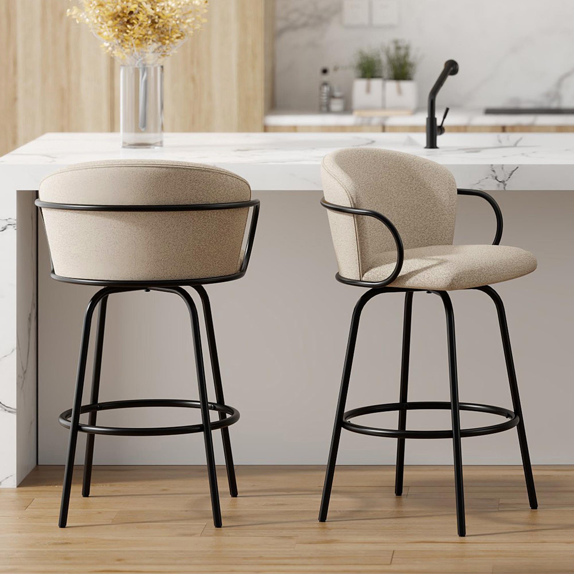  !nspire Kalani 203-995WGY 26" Counter Stool w/Swivel - Warm Grey & Black IMAGE 2