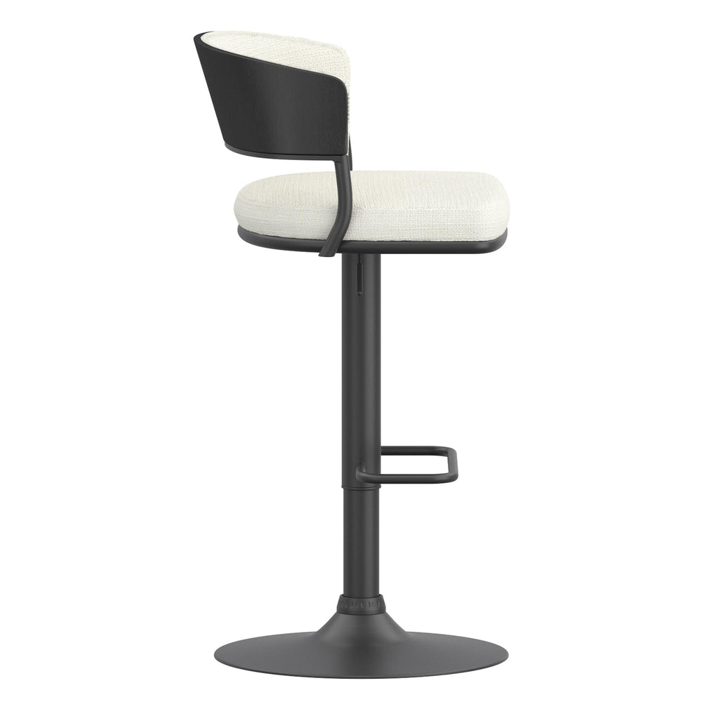  !nspire Kazan 203-904IV Adjustable Air-Lift Stool - Ivory Performance Fabric & Black Metal IMAGE 4