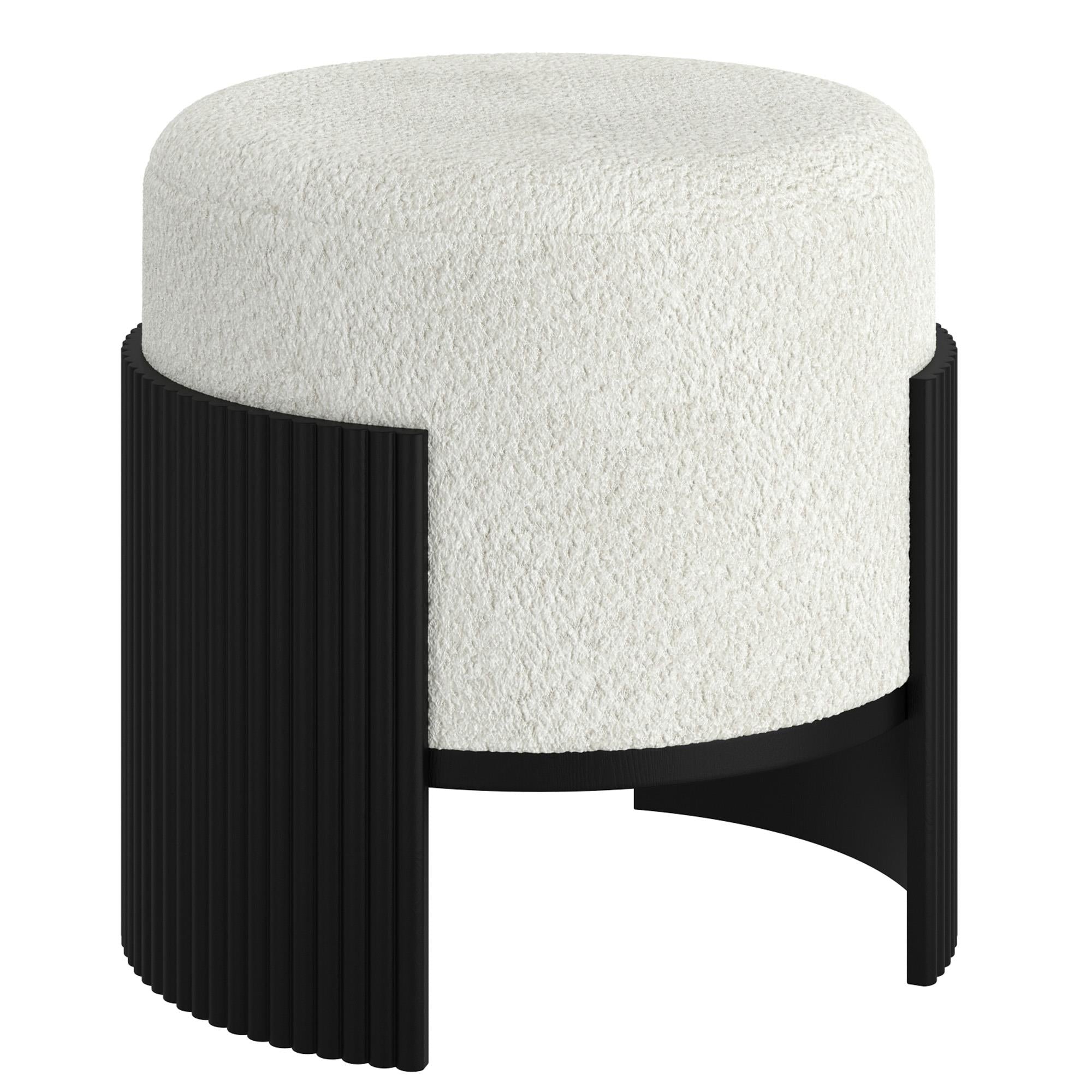  !nspire Kiraz 402-839IV_BK Round Ottoman - Ivory & Black IMAGE 1