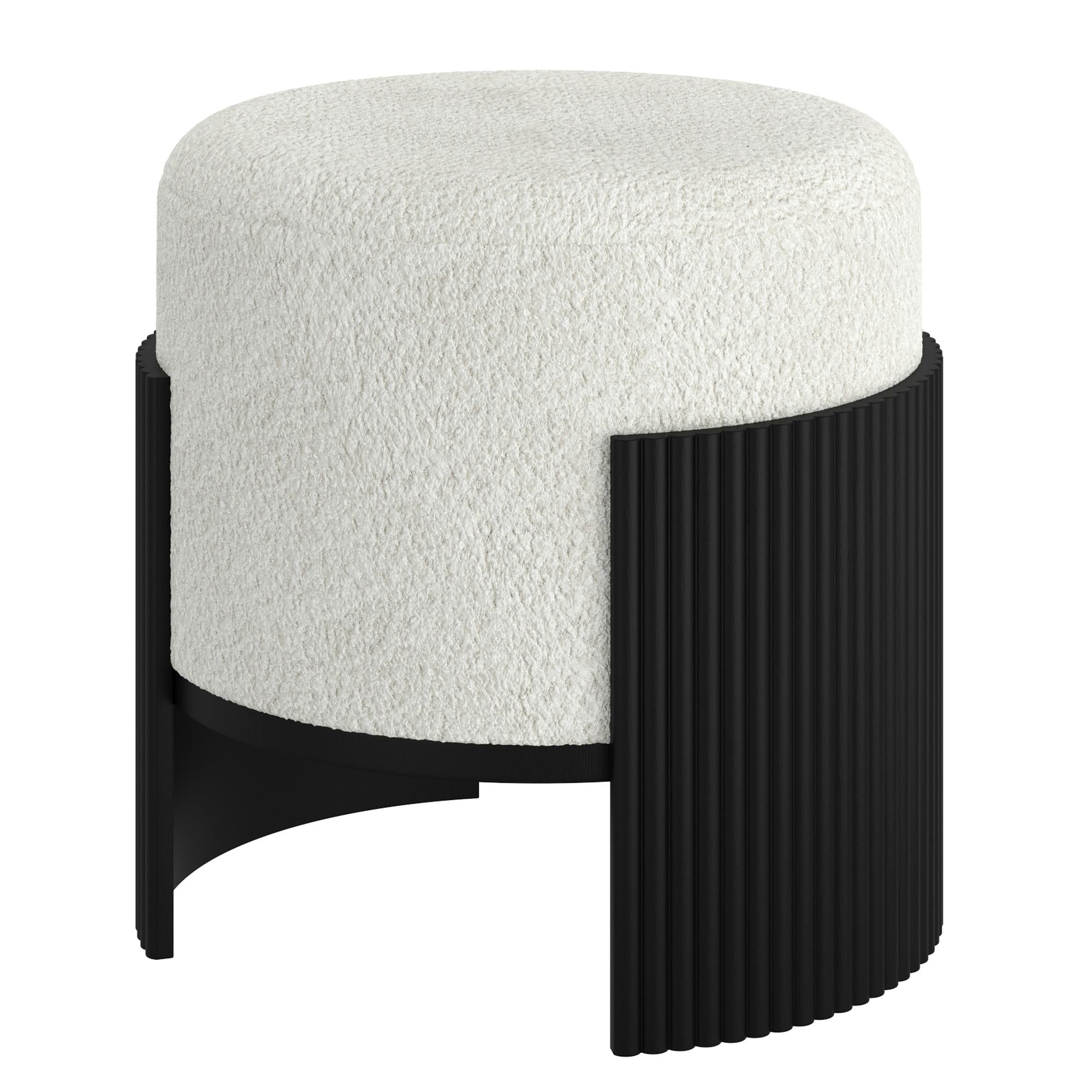  !nspire Kiraz 402-839IV_BK Round Ottoman - Ivory & Black IMAGE 3