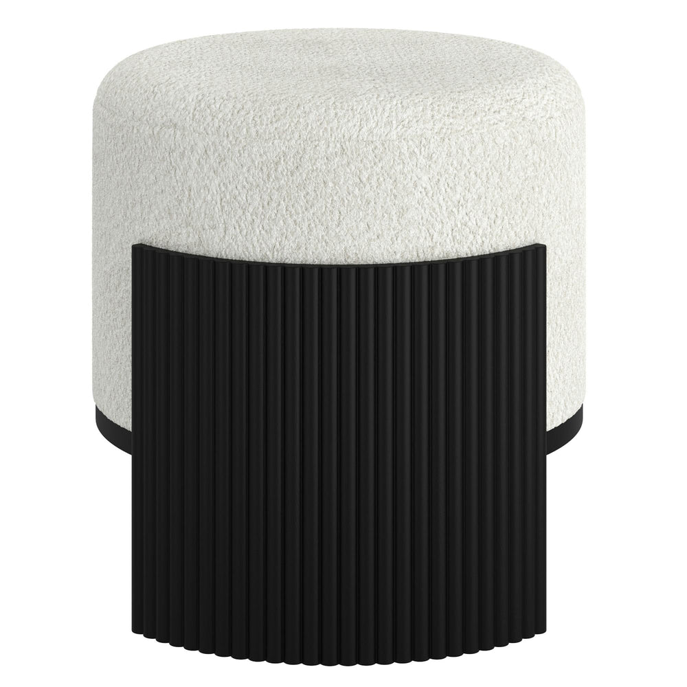 !nspire Kiraz 402-839IV_BK Round Ottoman - Ivory & Black IMAGE 4